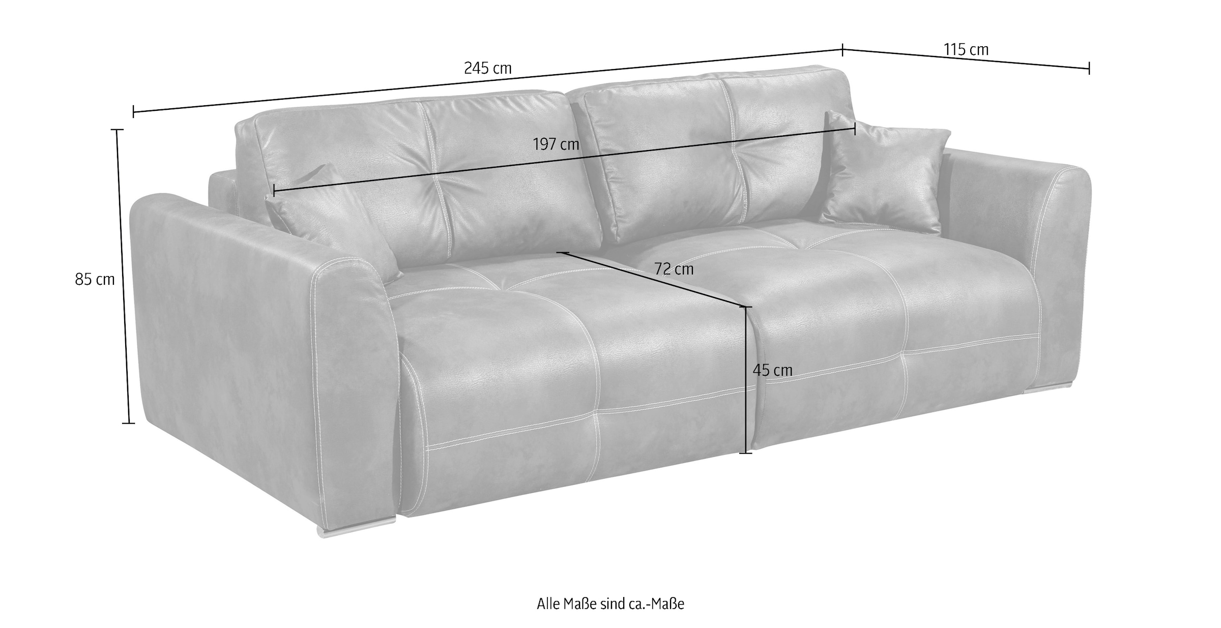 ED EXCITING DESIGN Schlafsofa »Dolan«, mit Bettfunktion und Bettkasten, sowie Rücken- und Zierkissen