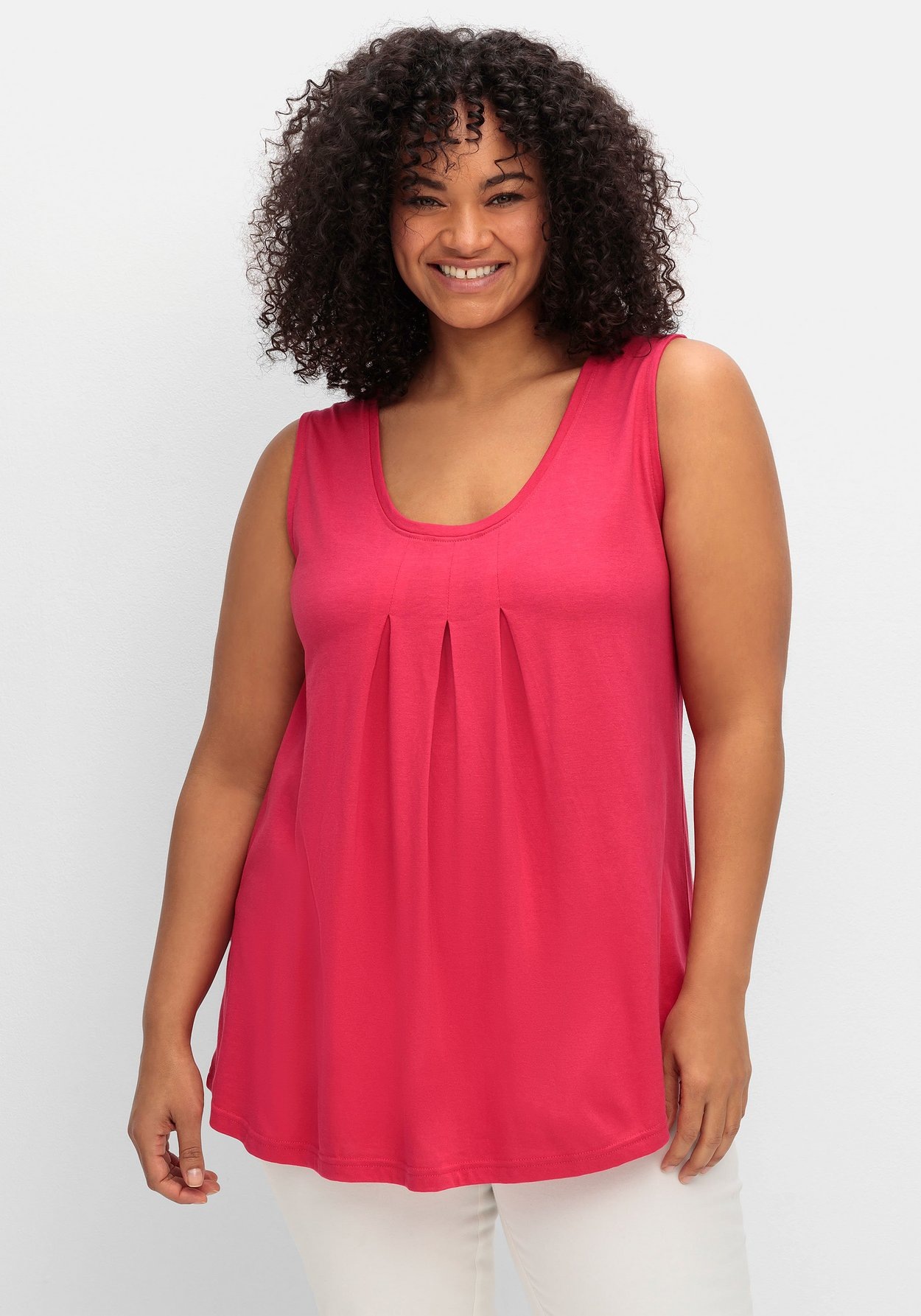 Sheego Tanktop »Top in A-Linie, mit Kellerfalten«, in A-Linie, mit Kellerfalten