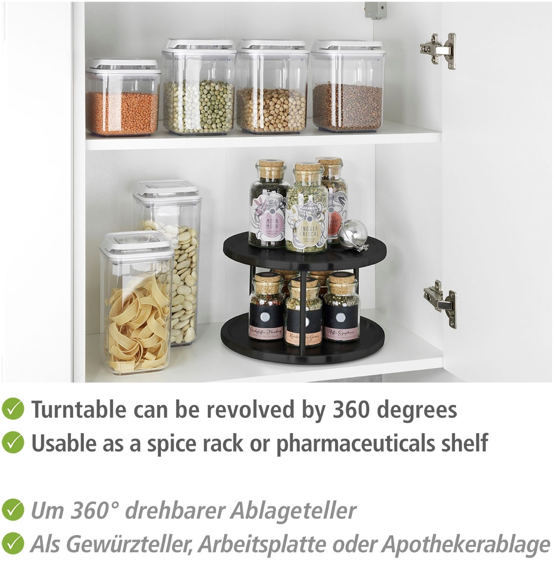 WENKO Küchenkarussell »Modell Duo«, drehbares Küchen-Karussell zur Aufbewahrung von Vorräten & Gewürzen