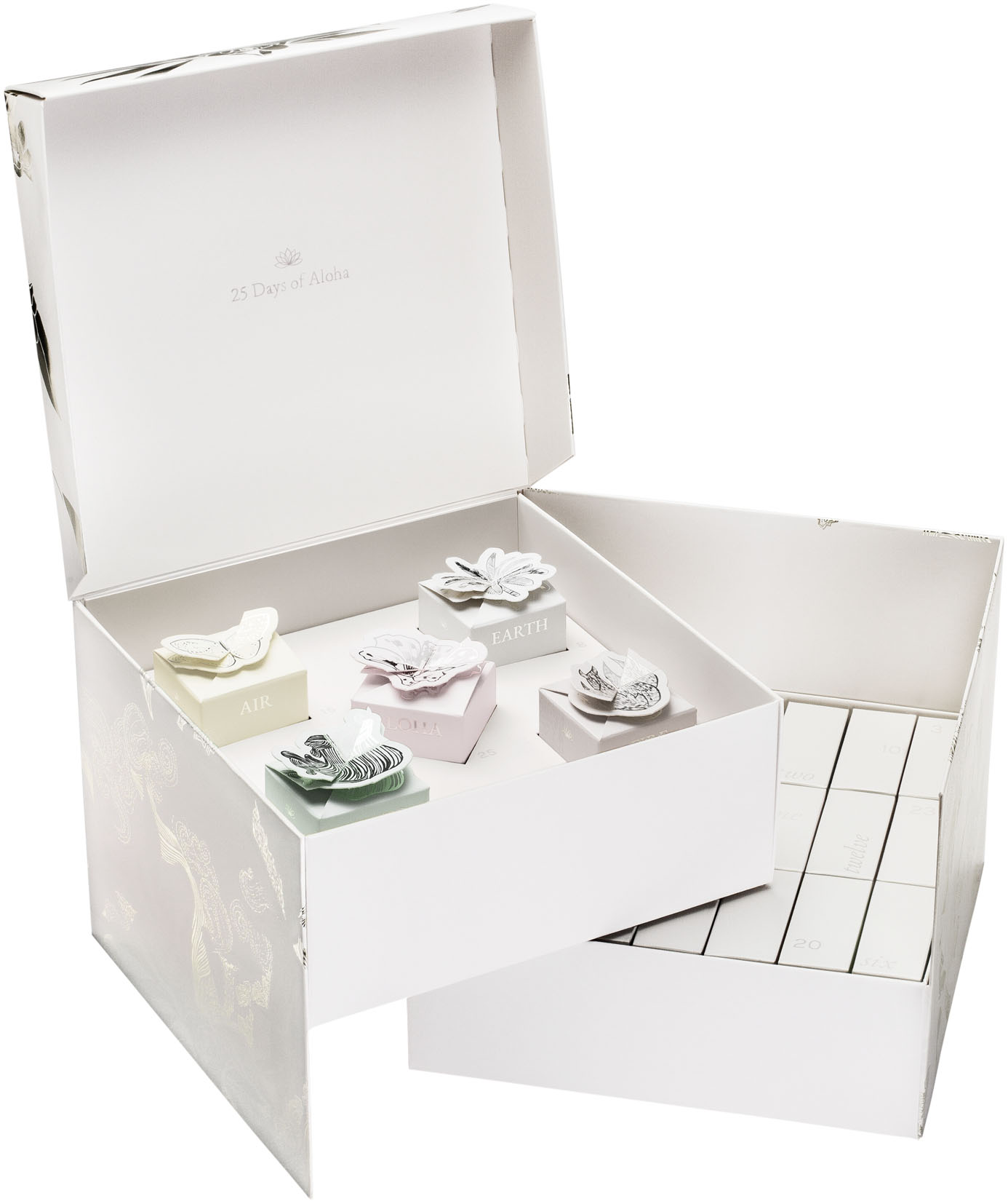 Purelei Schmuck-Adventskalender »Weihnachtskalender 2024 mit 25 Türchen« für Erwachsene mit Zirkonia (synth.), mit Muschelperlen in goldfarben