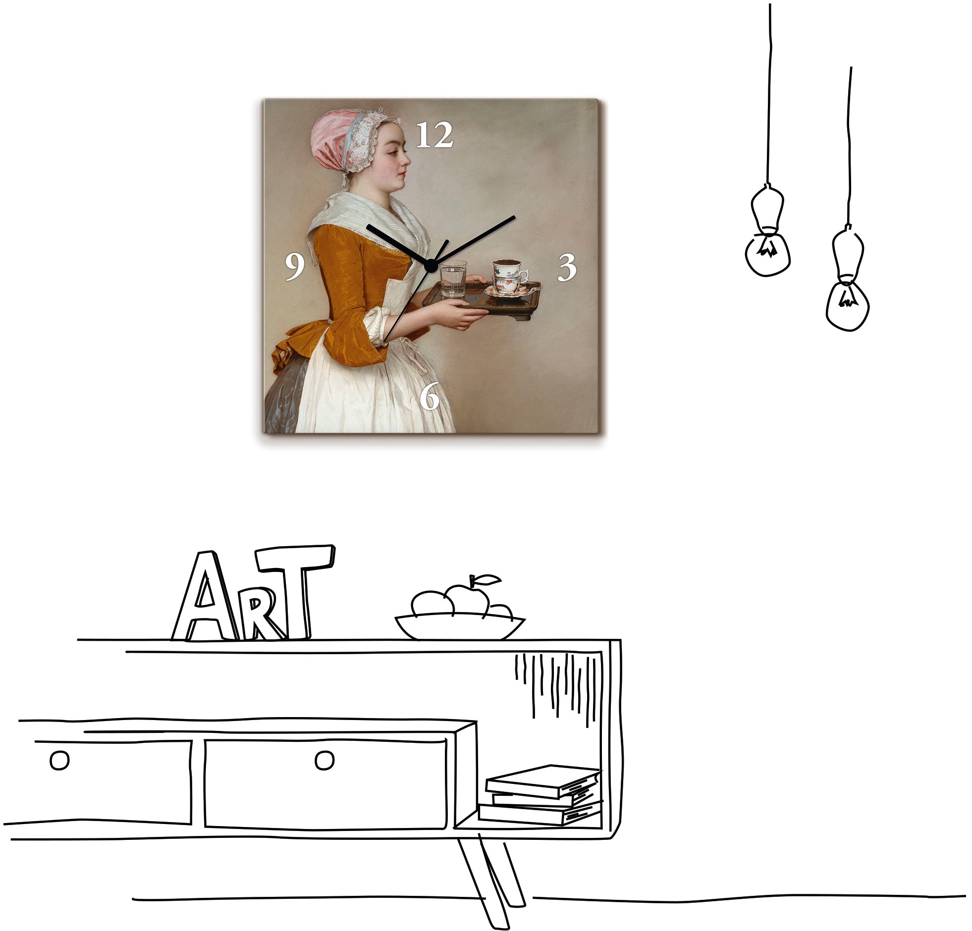 Artland Wanduhr »Das Schokoladenmädchen. Quarz- Tickgeräusche 1744/45«, bei ohne Um Funkuhrwerk, bestellen oder OTTO lautlos mit wahlweise