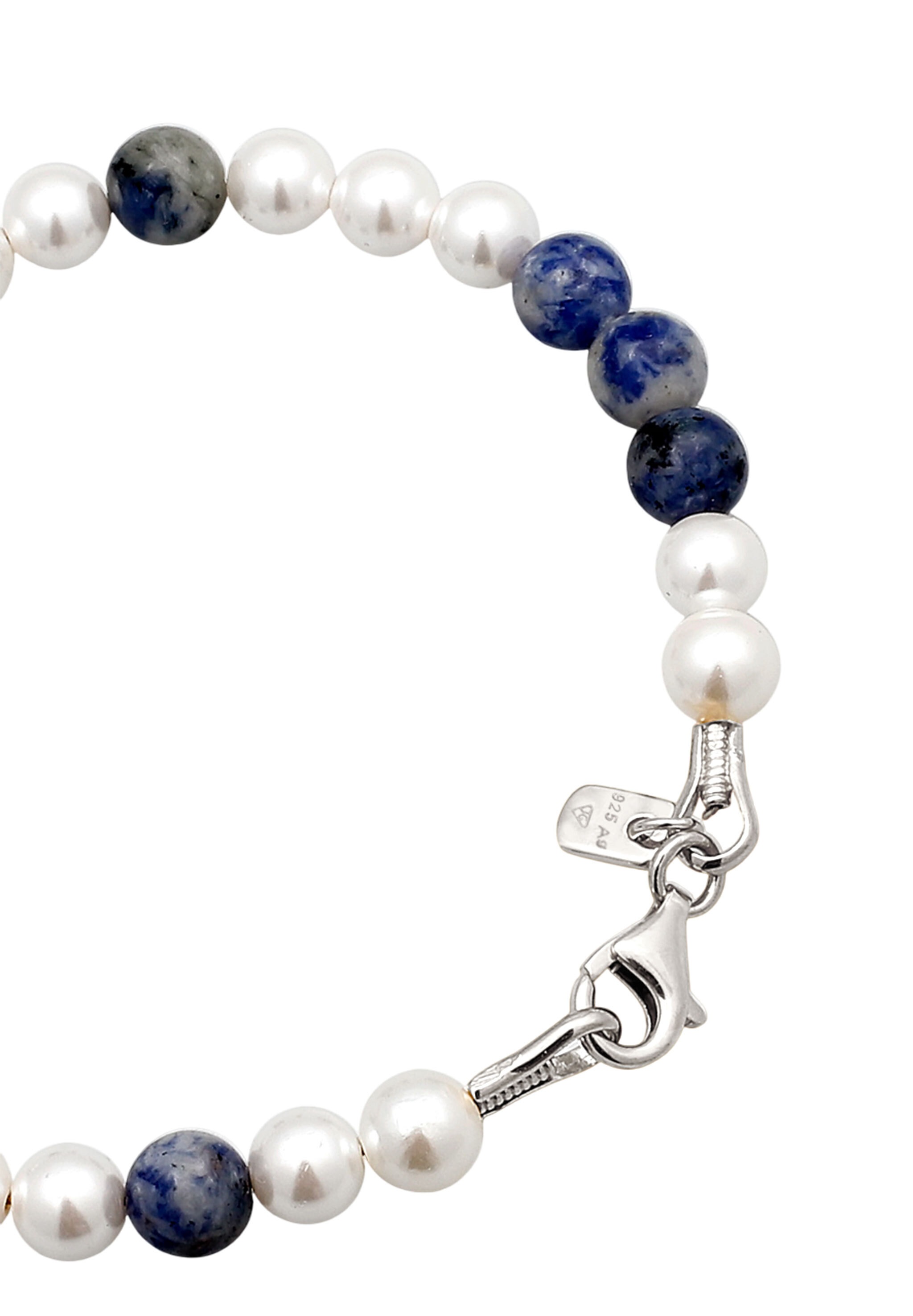 Kuzzoi Armkette »Armband Perlen Achat Blau 925 Sterling Silber vergoldet«