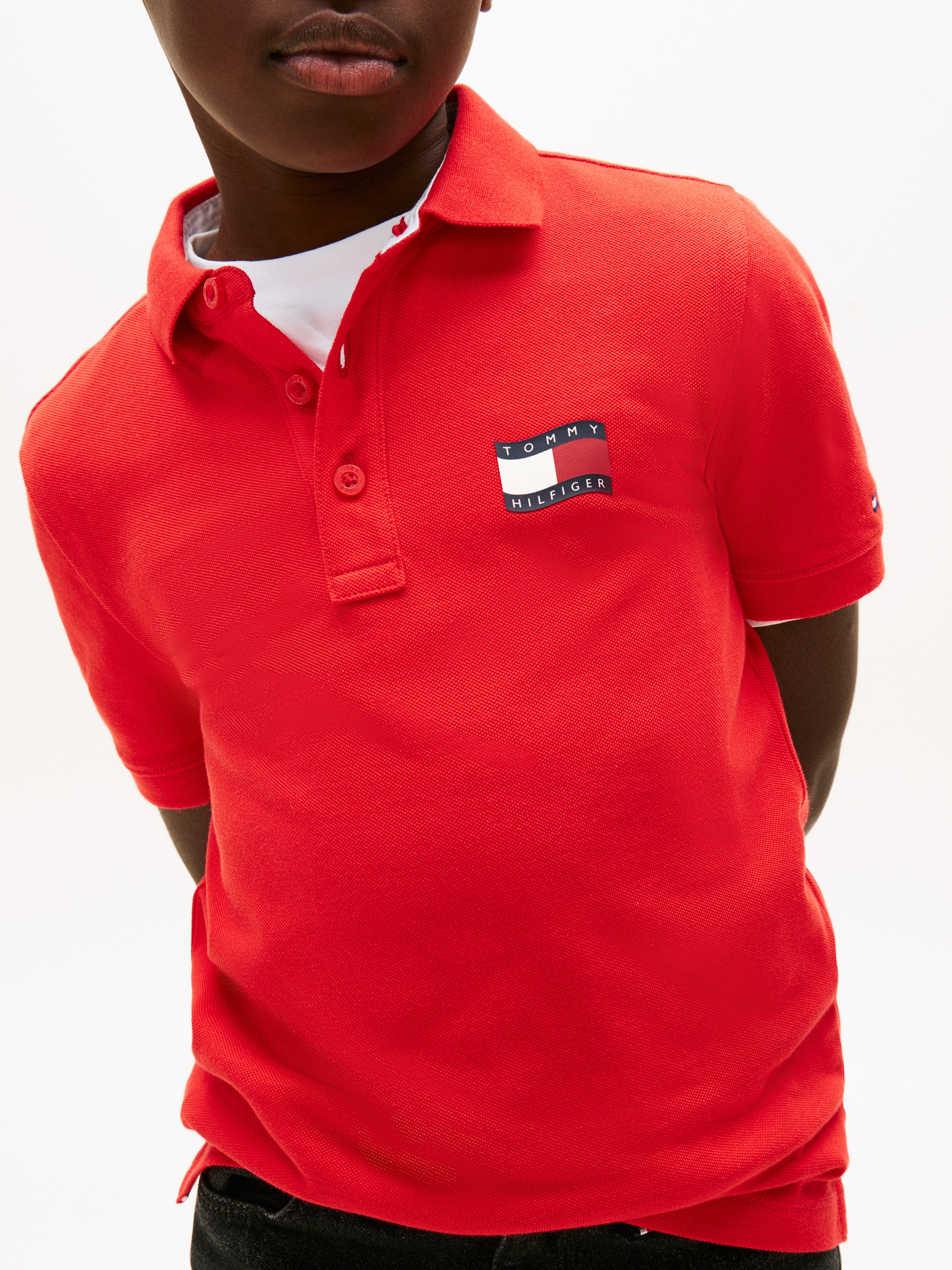 Tommy Hilfiger Poloshirt »WAVY FLAG POLO ITHICA PLACKET SHORT SLEEVE« Kinder bis 16 Jahre, Baumwoll-Piqué, regular fit