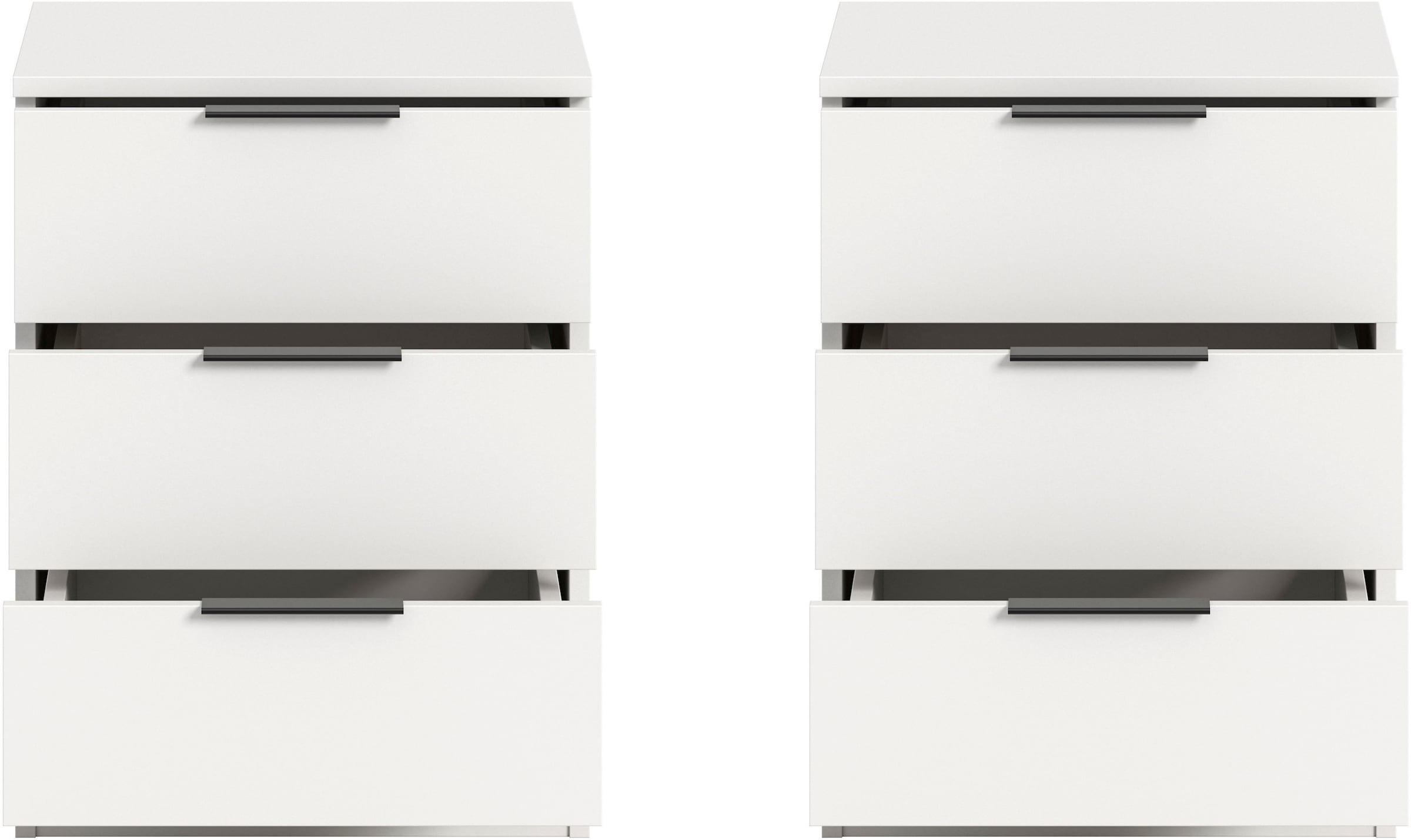Home affaire Nachtkommode »Skarde 2 Nachttische, jeweils Breite: 45 cm«, (Set, 2 St., Sie bekommen 2 Nachttische im Set), Skarde, 2er Set Nachtkommode, 3 Schubkästen, weiß