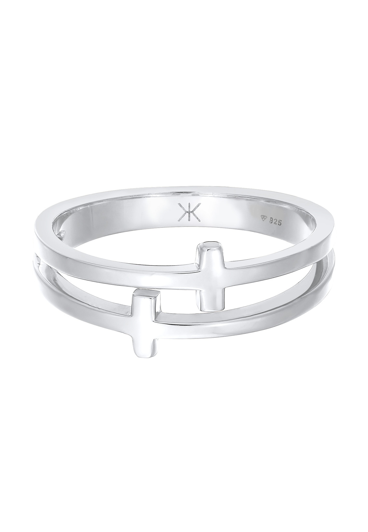Kuzzoi Silberring »Ring Herren Kreuz Double 925 Silber«