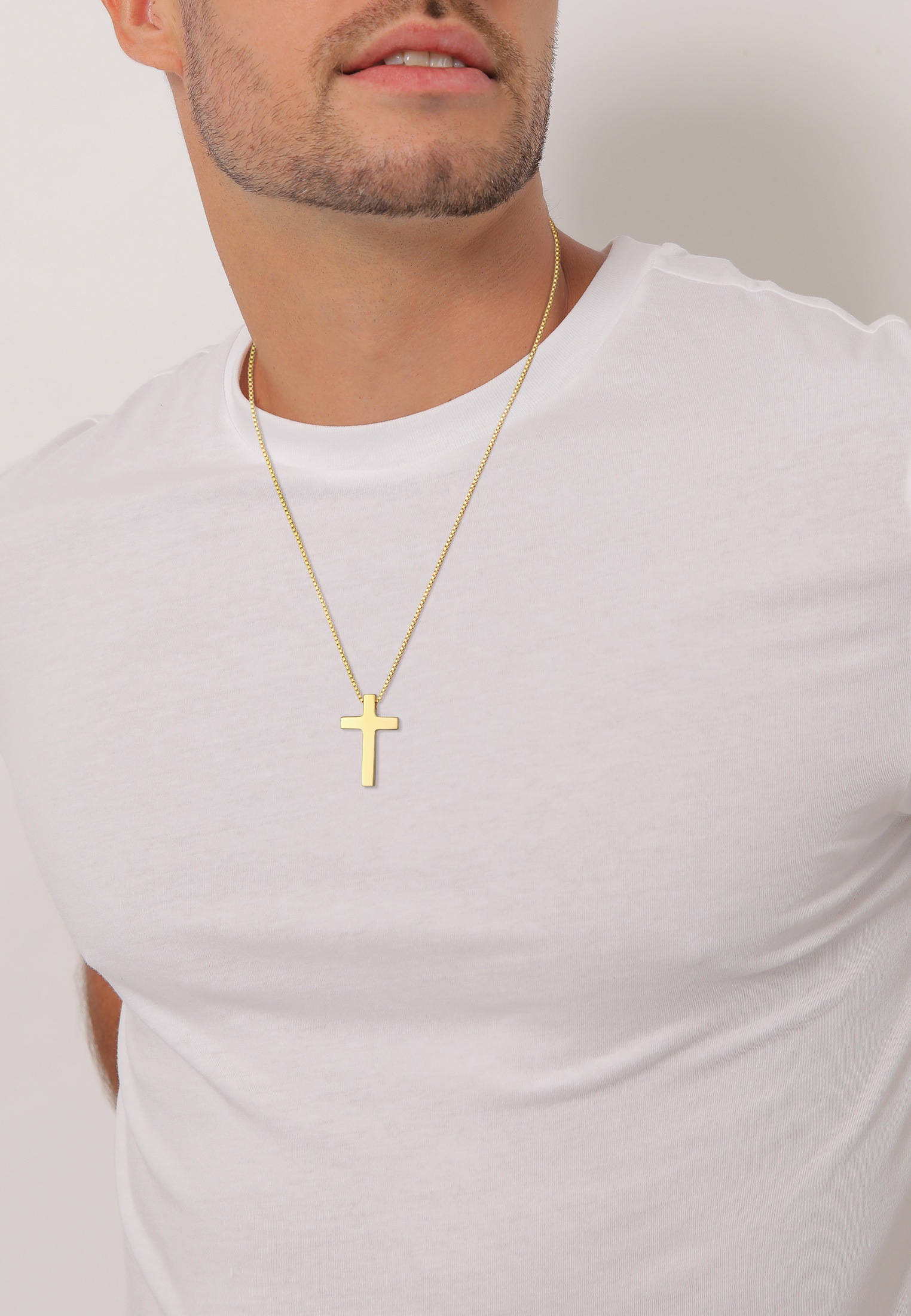 Elli Premium Kette mit Anhänger »Halskette Kreuz Religion Basic Unisex 925 Silber«