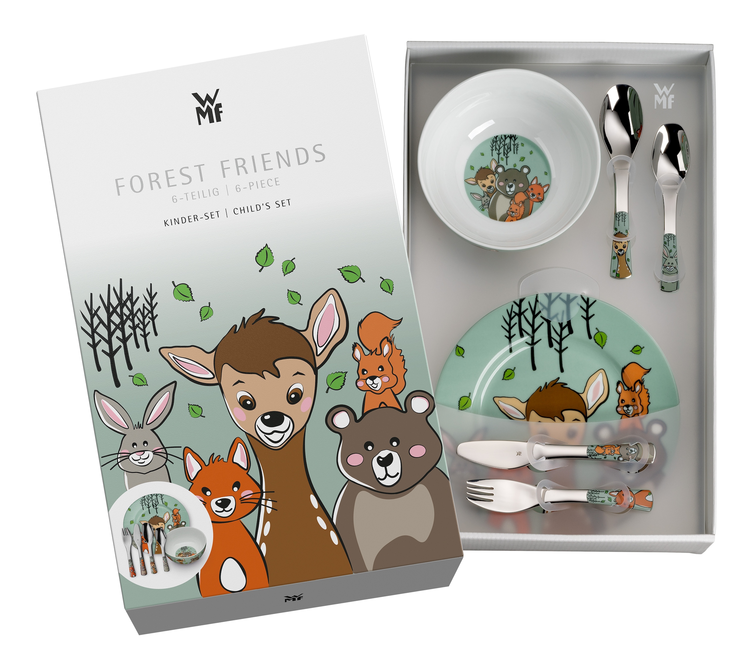 WMF Kindergeschirr-Set »Waldfreunde«, (Set, 6 tlg.), ab 3 Jahren, hygienisch, säurefest