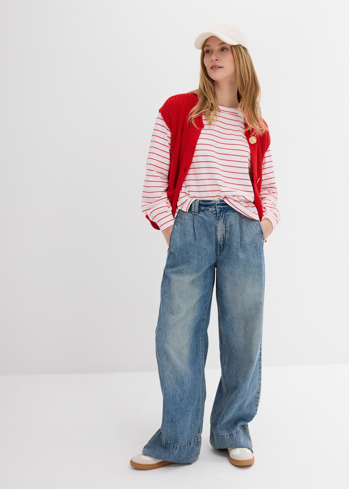 bonprix Langarmshirt lockere Passform mit überschnittenen Schultern, mit Ballon-Ärmeln