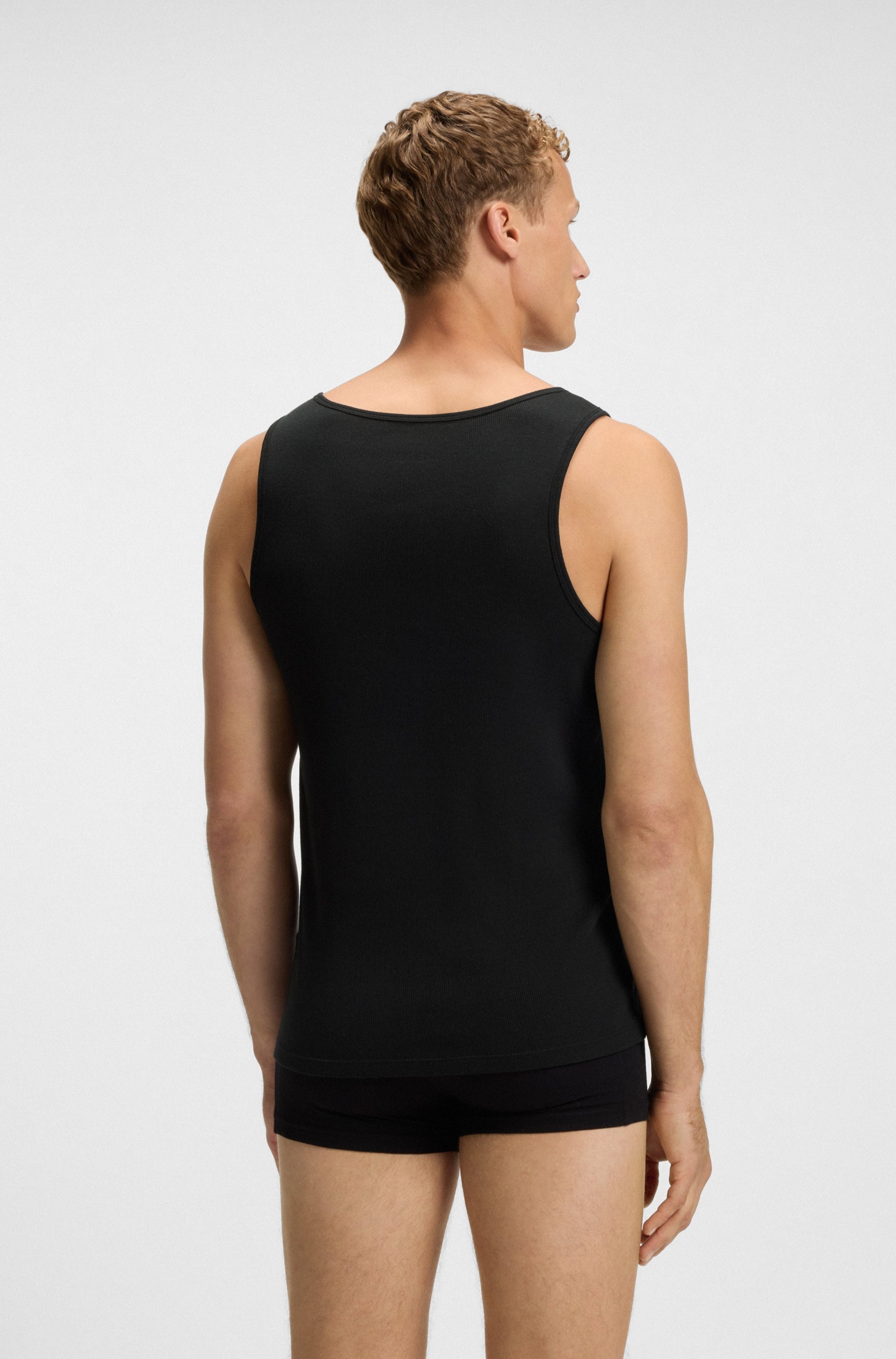 BOSS Tanktop »3P RibClassic BOSS ONE x David Beckham«, Ton in Ton Stickerei auf der Brust