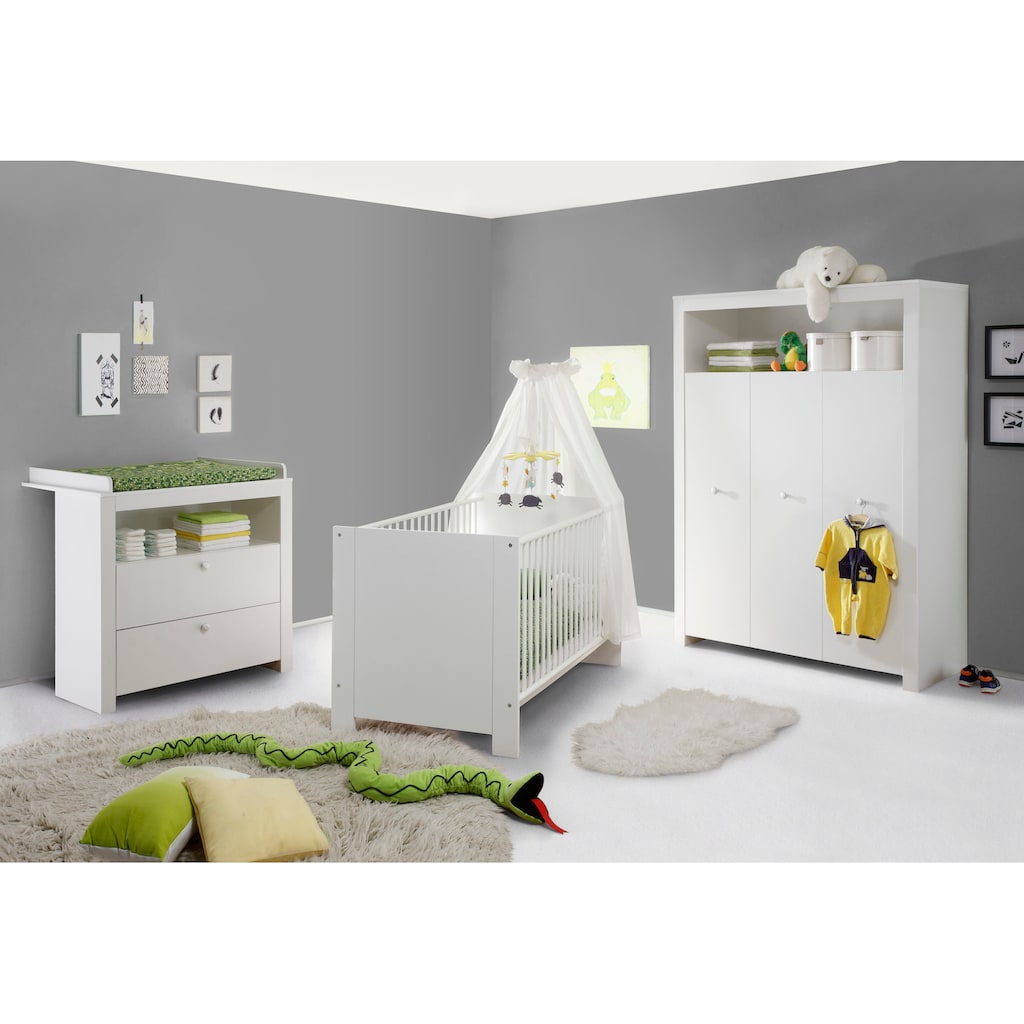 trendteam Babyzimmer-Komplettset »Olivia, Deal für begrenzte Zeit!«, (Set, 3 St., Bett, Wickelkommode, Schrank), Bett + Wickelkommode + 3 trg. Schrank