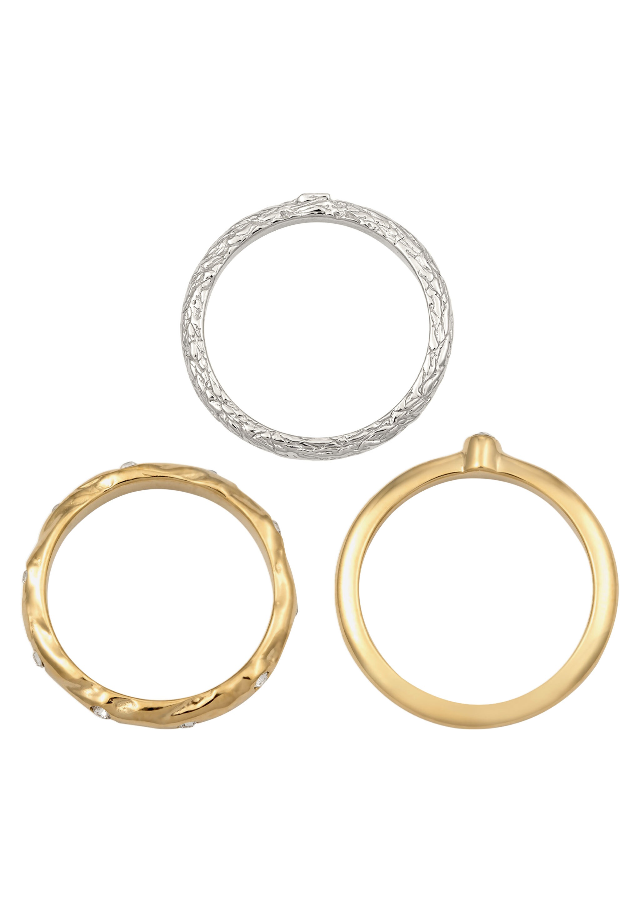 Elli Ring-Set »Ring Ringset Glas Kristalle Weiß (3 tlg.) 925 Sterling Silber«