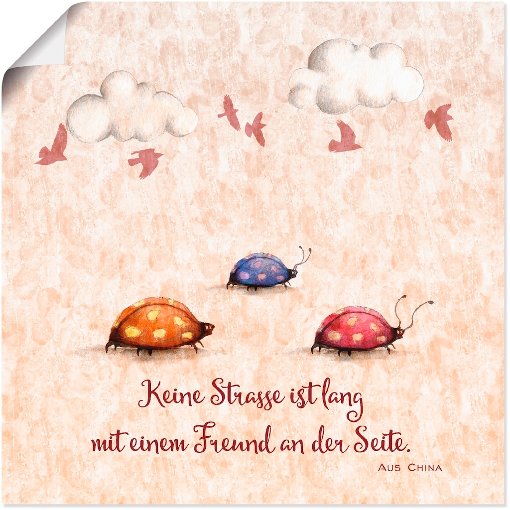 Artland Wandbild »Lebensweisheit Freunde«, Tiere, (1 St.)