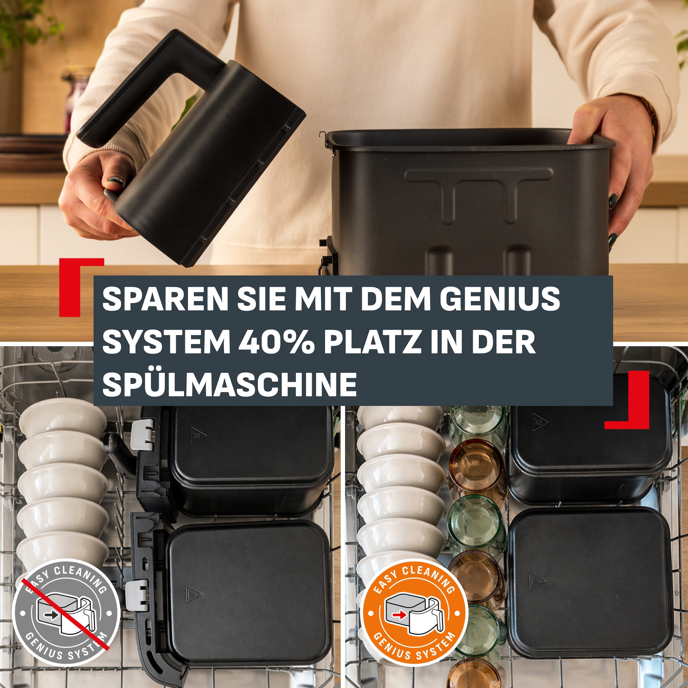 Tefal Heißluftfritteuse »Infra Heat Ever Fry XXL Dual« 2700 W 2 Garzonen, abnehmbare Frontblende, 7 Garprogramme, EY9488