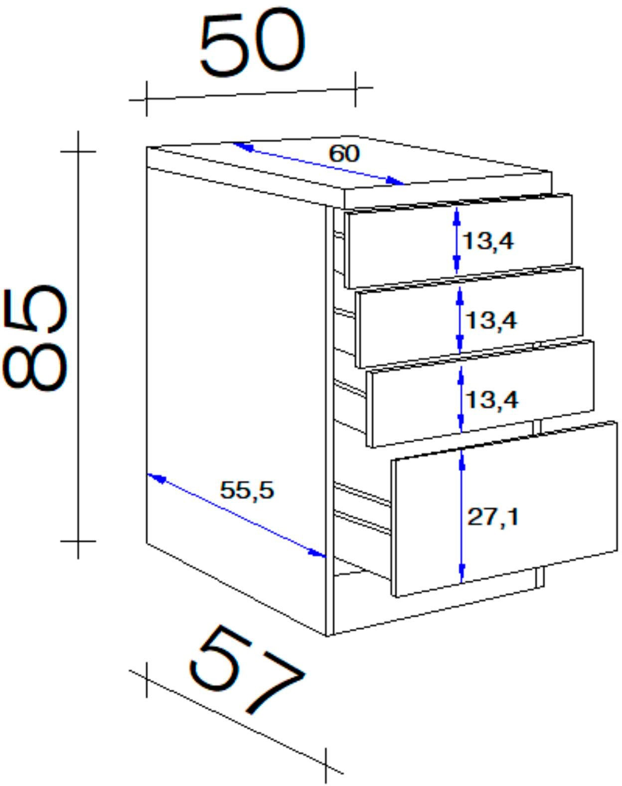 Flex-Well Unterschrank »Nano«, (B x H x T) 50 x 85/86 x 60 cm, mit praktischen Schubkästen