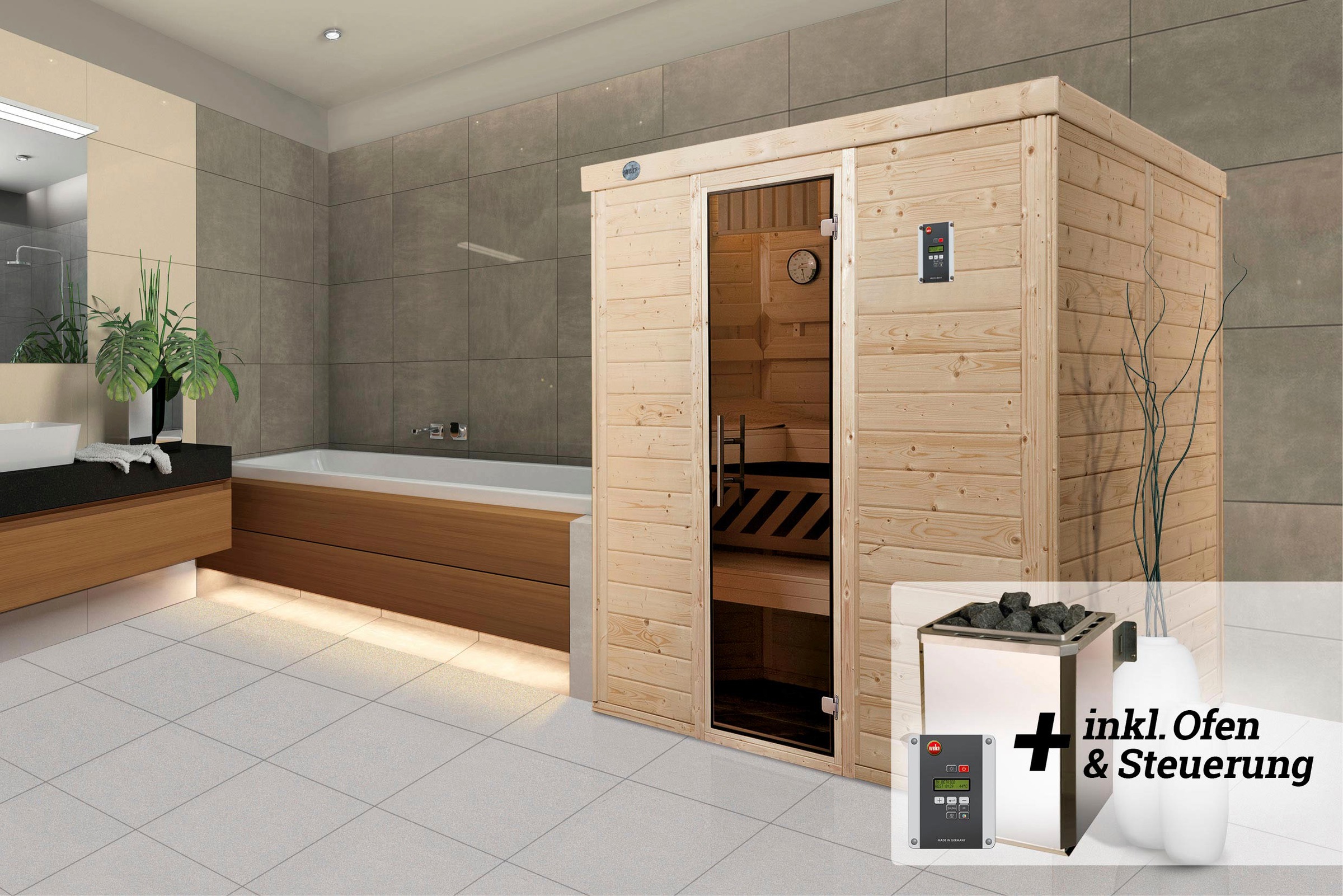 weka Sauna »Kemi«, 7,5 kW-Ofen mit digitaler Steuerung
