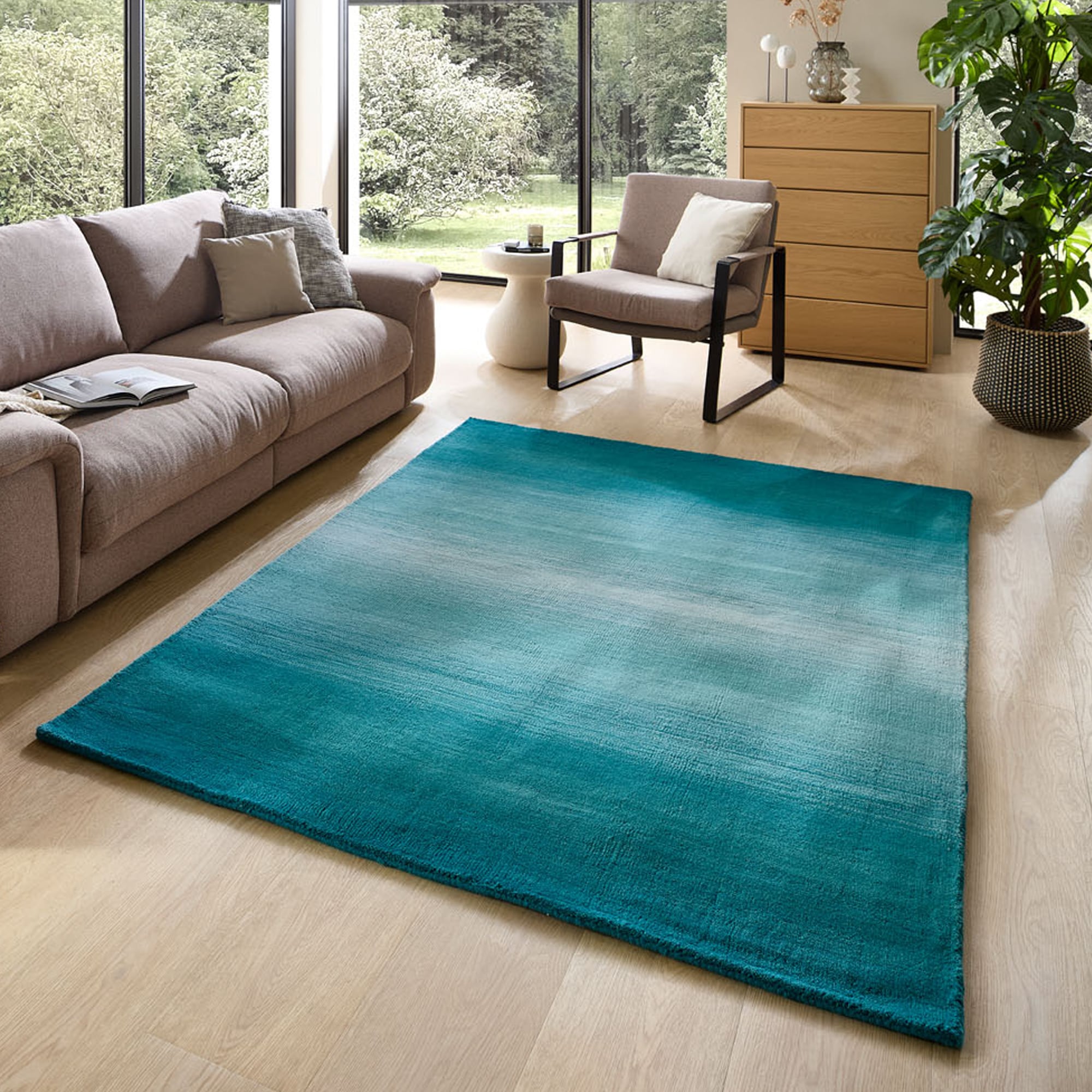 THEKO Wollteppich »Wool Comfort« rechteckig 15 mm Höhe Handweb Teppich, reine Wolle, handgewebt, brilliante Farben, Scandi