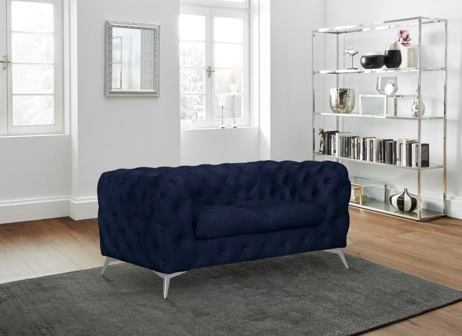 Leonique Chesterfield-Sofa »Glynis«, aufwändige Knopfheftung, moderne Chesterfield Optik, Fußfarbe wählbar