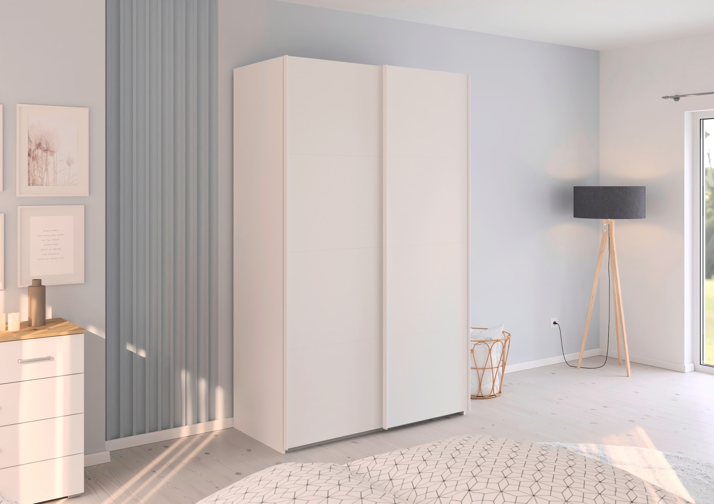 rauch Schwebetürenschrank »Kleiderschrank Schrank Garderobe Schlafzimmerschrank EVELYN« in elegantem Stil, in 5 Breiten, Griffe in Korpusfarbe MADE IN GERMANY