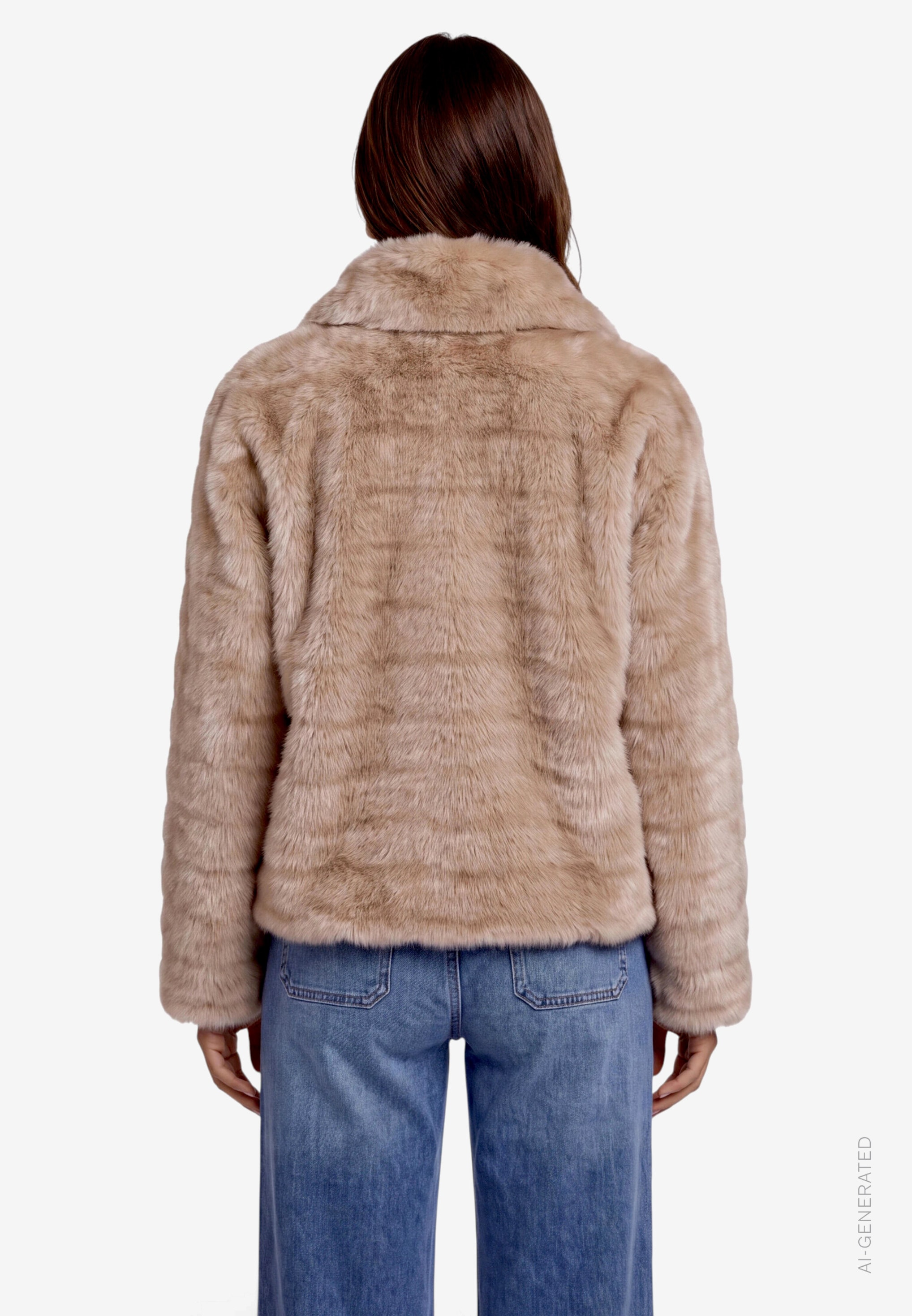 Zero Fellimitatjacke ohne Kapuze Kunstfell-Jacke mit Reißverschluss
