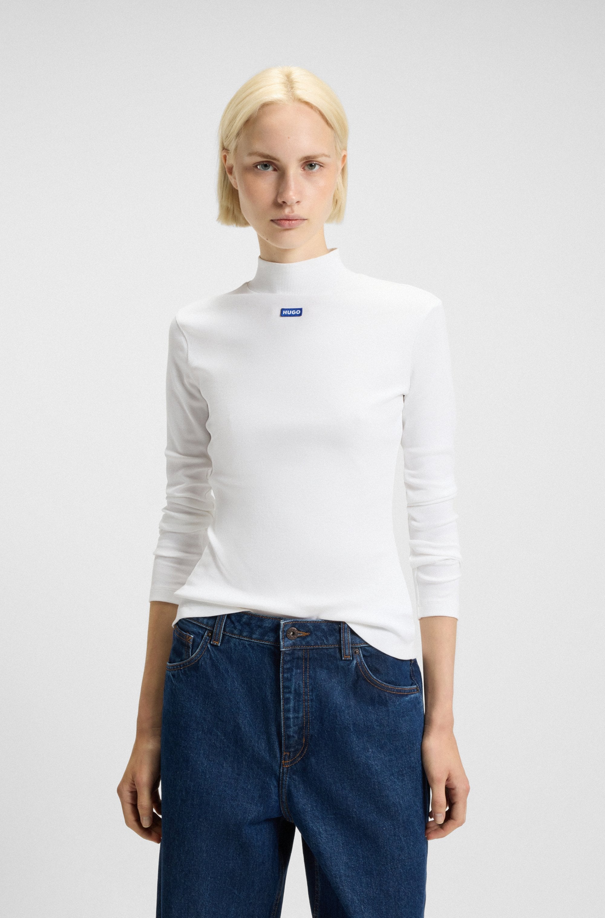 HUGO Blue Longsleeve »Easy Longsleeve« mit Stehkragen