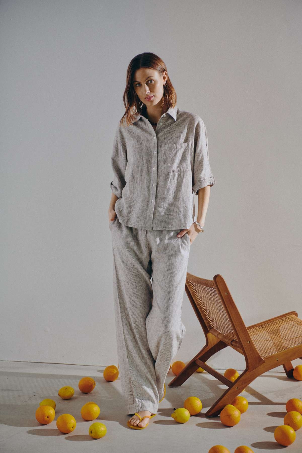 FREEQUENT Hemdbluse »FQLAVA-SHIRT« Gestreifte Sommerbluse mit Leinen