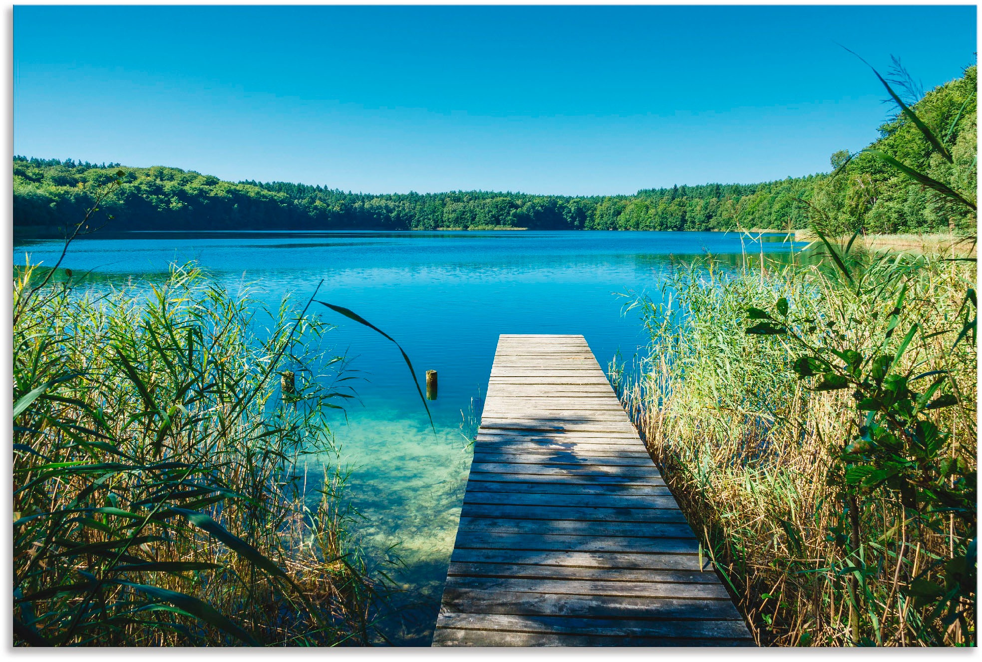 Artland Wandbild »Landschaft am See Steg«, Gewässer, (1 St.), in vielen Größen & Produktarten - Alubild / Outdoorbild für den Außenbereich, Leinwandbild, Poster, Wandaufkleber / Wandtattoo auch für Badezimmer geeignet