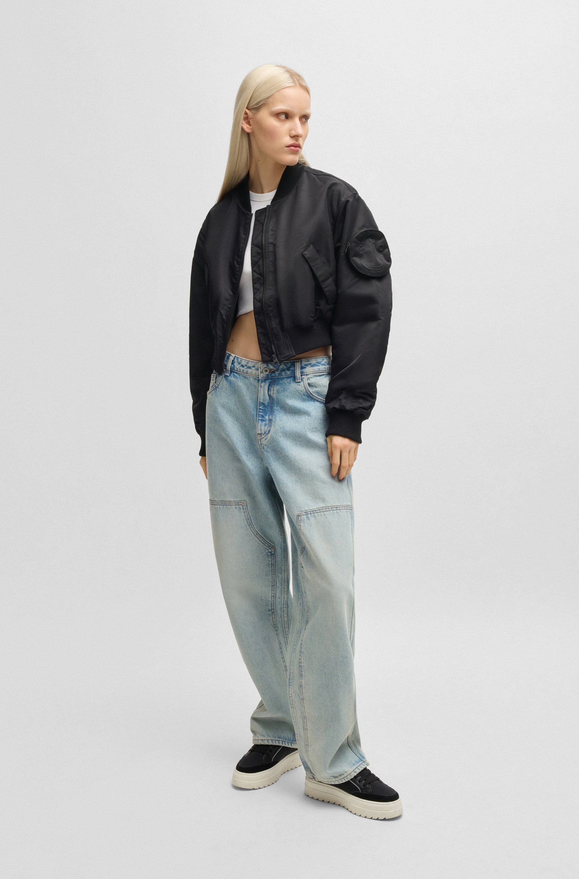 HUGO Blue Outdoorjacke »Foraia-1_B«, mit aufgesetzter Ärmeltasche, Bomberjacke Iconic Streetstyle