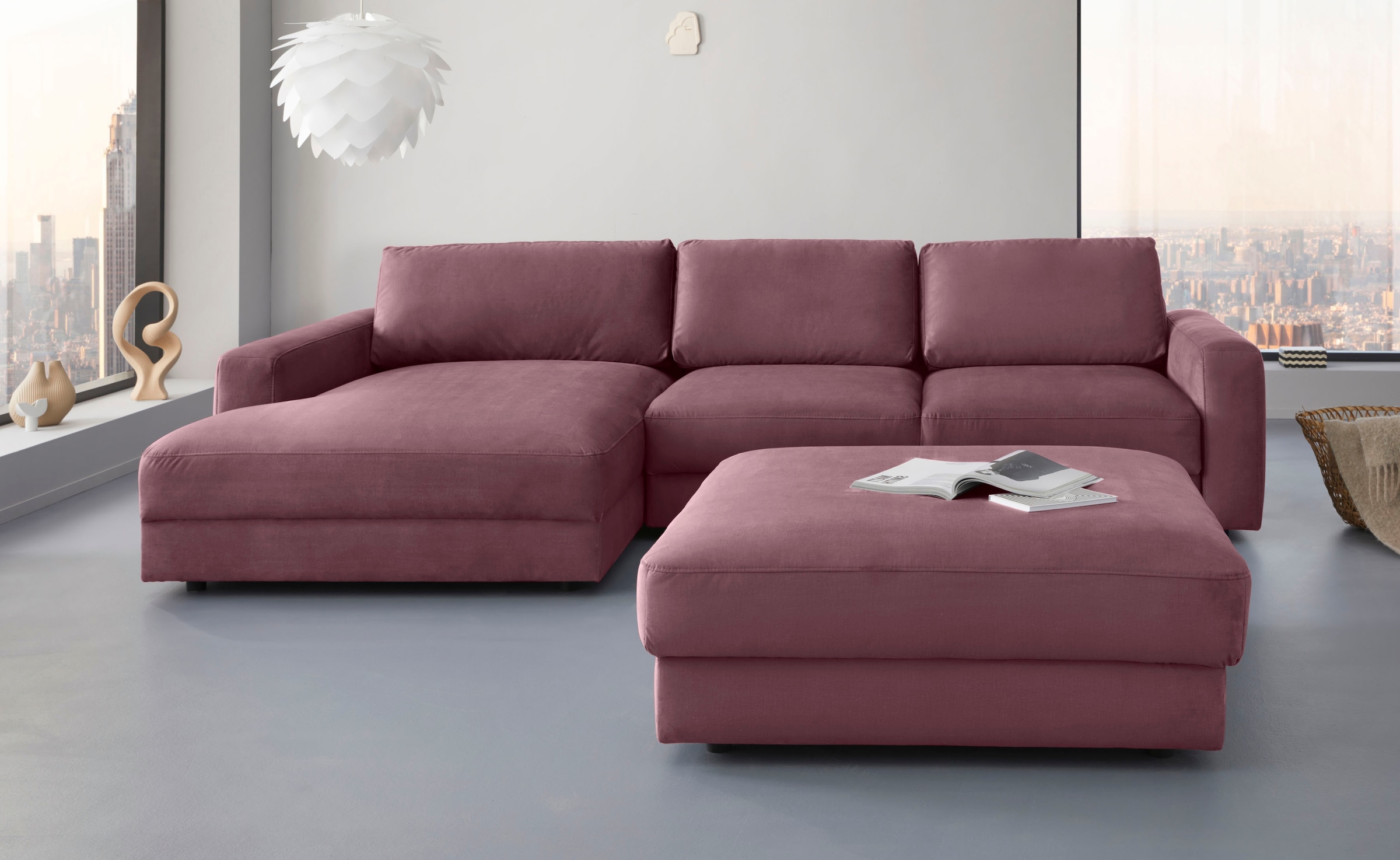 Places of Style Ecksofa »Bloomfield, bequem und elegant, L-Form«, wahlweise mit Bettfunktion und Bettkasten