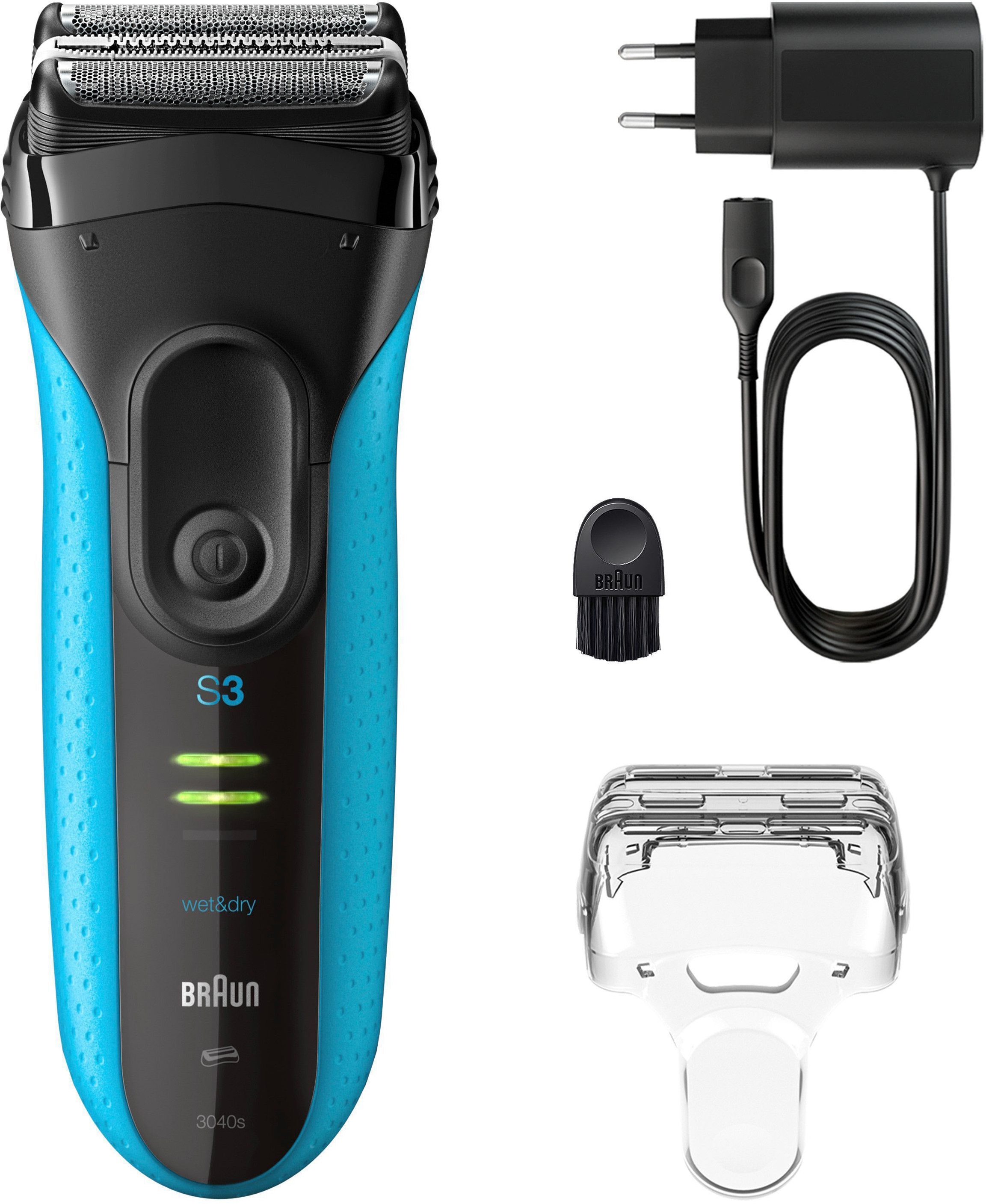 Braun Elektrorasierer »Series 3+ 3040s« 3 flexible Klingen, effizienter MicroComb Mitteltrimmer