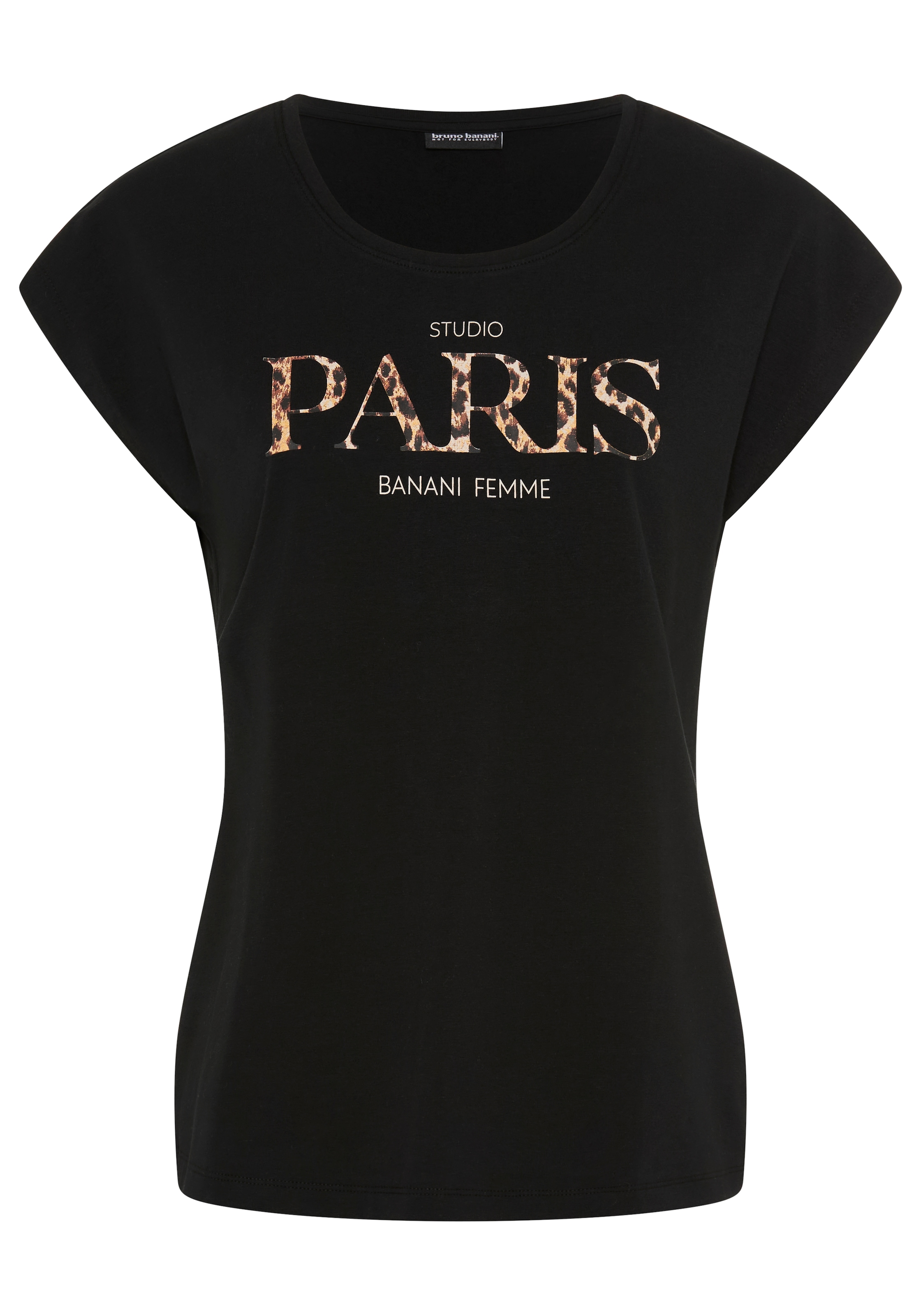 Bruno Banani T-Shirt Basic-Passform und Leoparden-Print