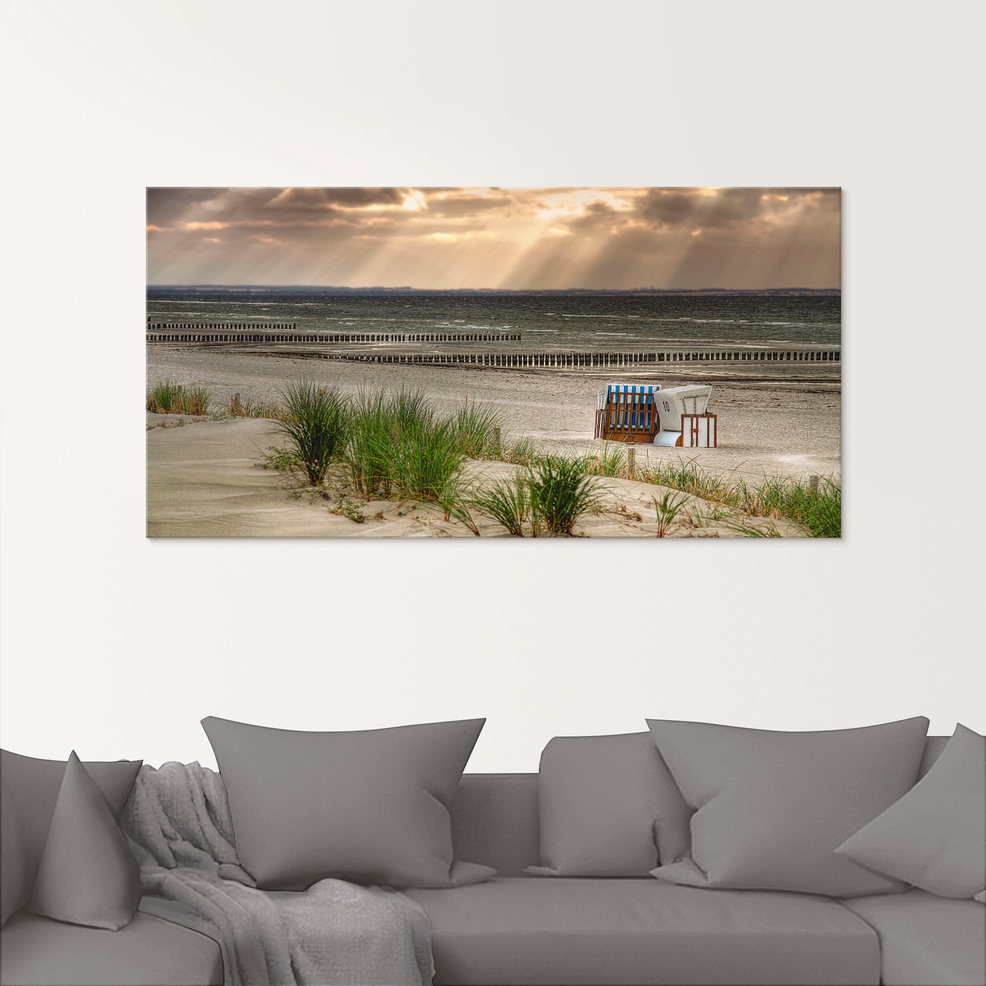 Artland Glasbild »Schwarzer Busch Strand auf Insel Poel«, Strand, (1 St.)