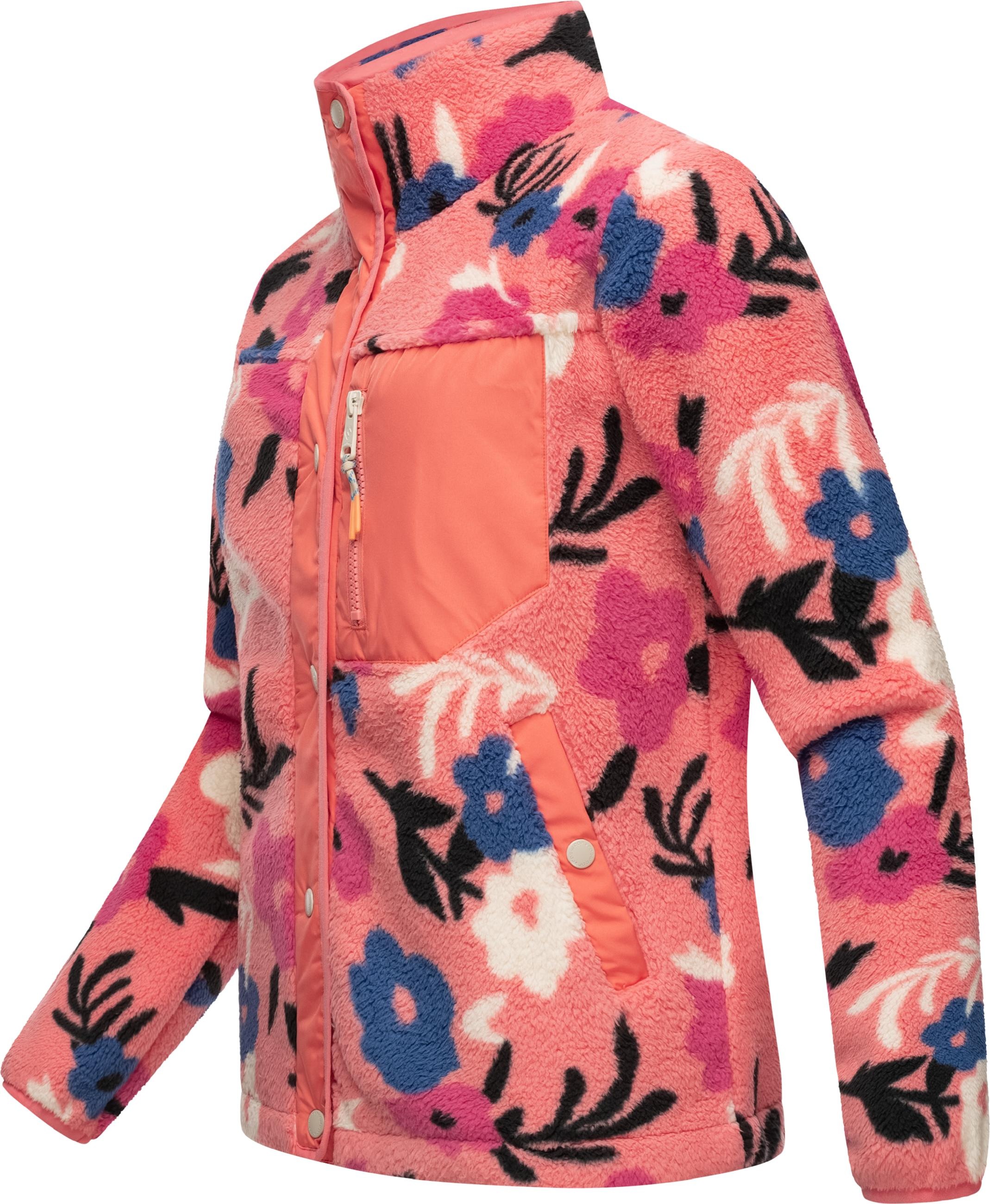 Ragwear Sweatjacke »Plüschjacke Appopis Print«, Auffällige flauschige Übergangsjacke aus Teddyfleece