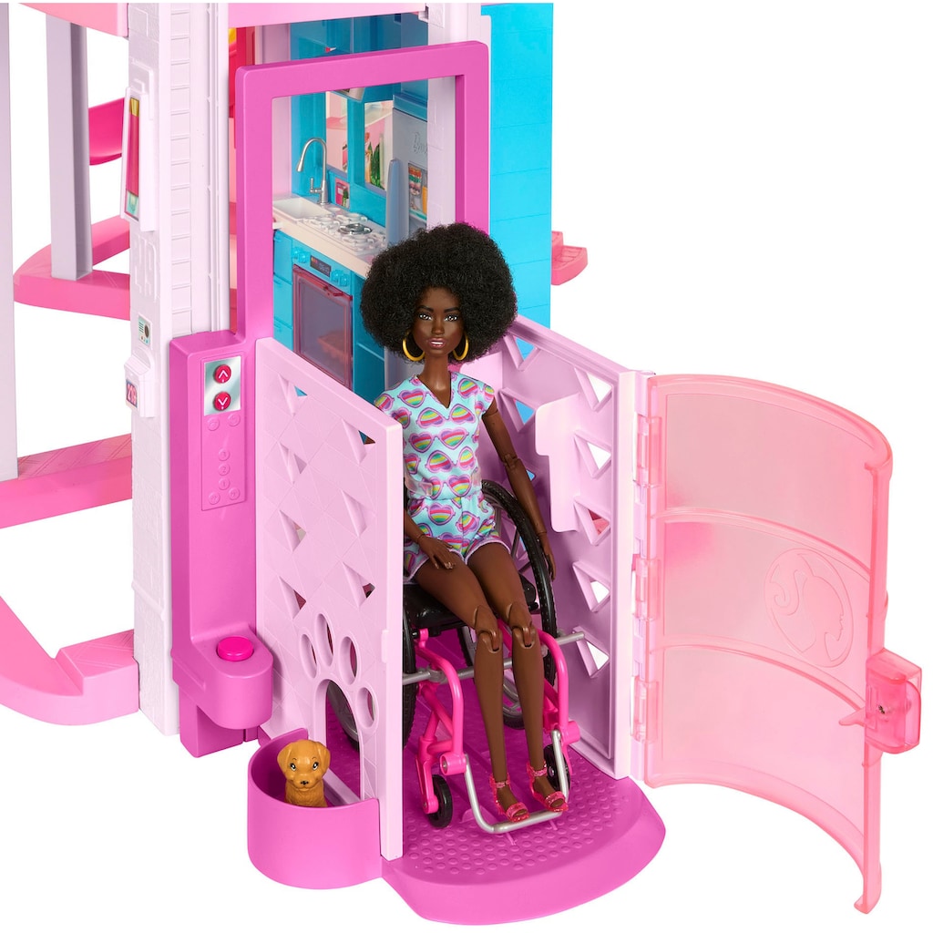 Barbie Puppenhaus »Traumvilla«, mit 3 Etagen, Licht- und Soundeffekt, Wendelrutsche, Balkon und Pool