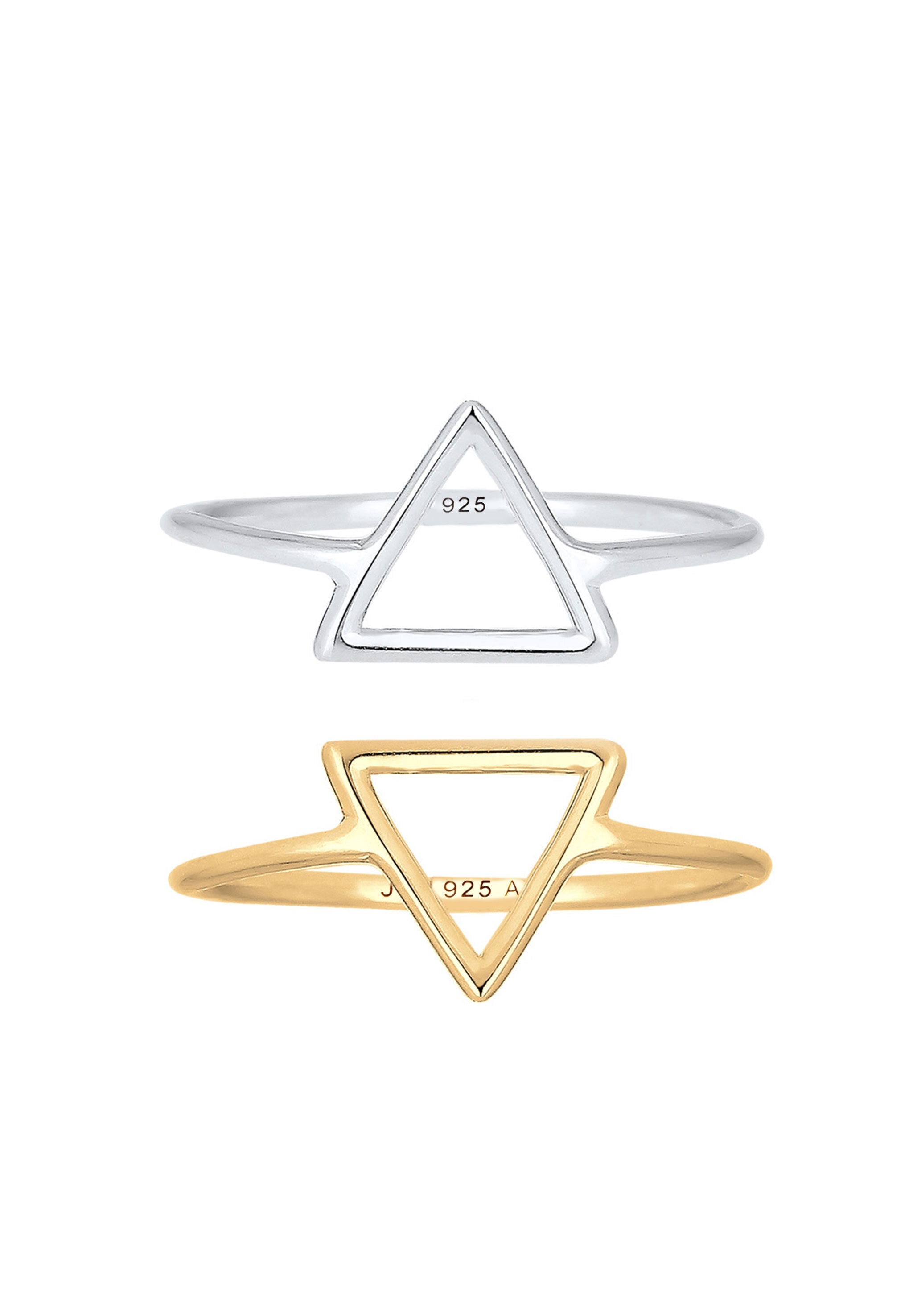 Elli Ring-Set »Ring Elli Ring Set Trend Dreieck Bi-Color 925 Silber vergoldet«