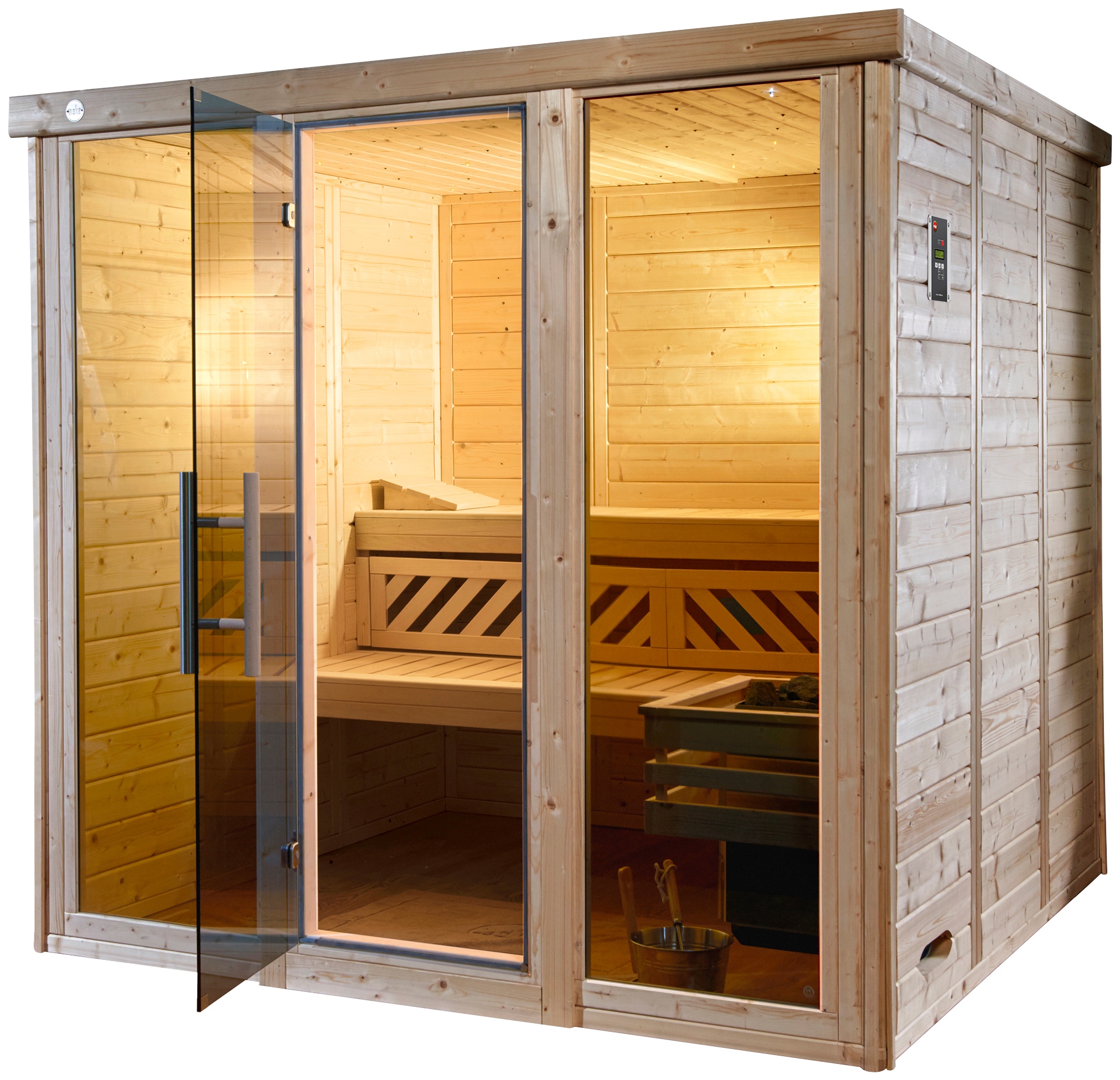 weka Sauna »Kemi Panorama«, 7,5 kW Ofen mit ext. Steuerung