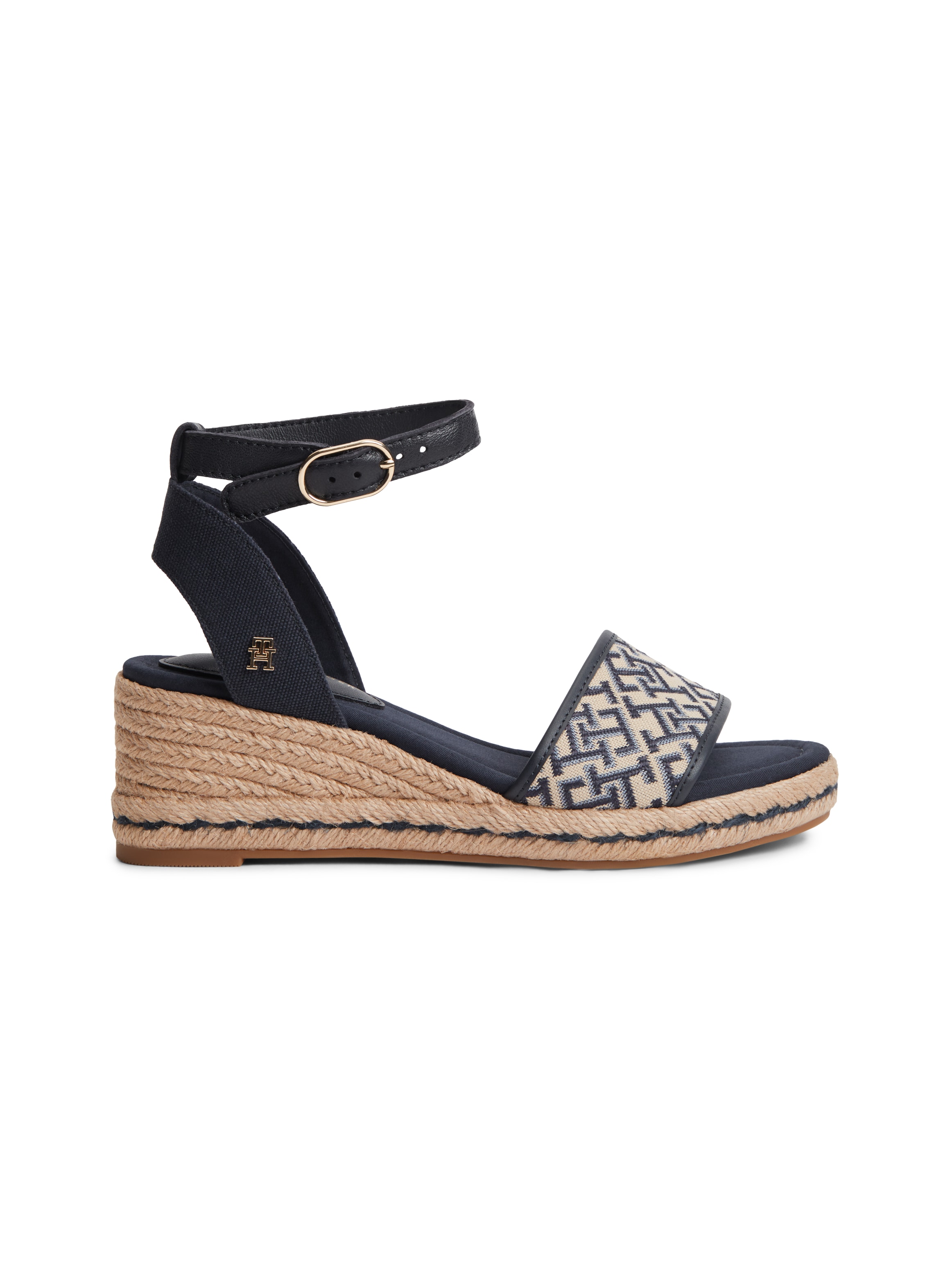 Tommy Hilfiger Keilsandalette »TH MID ESPAD WEDGE JACQUARD«  Sommerschuh, Riemchensandale mit kontrastreicher TH-Stickerei
