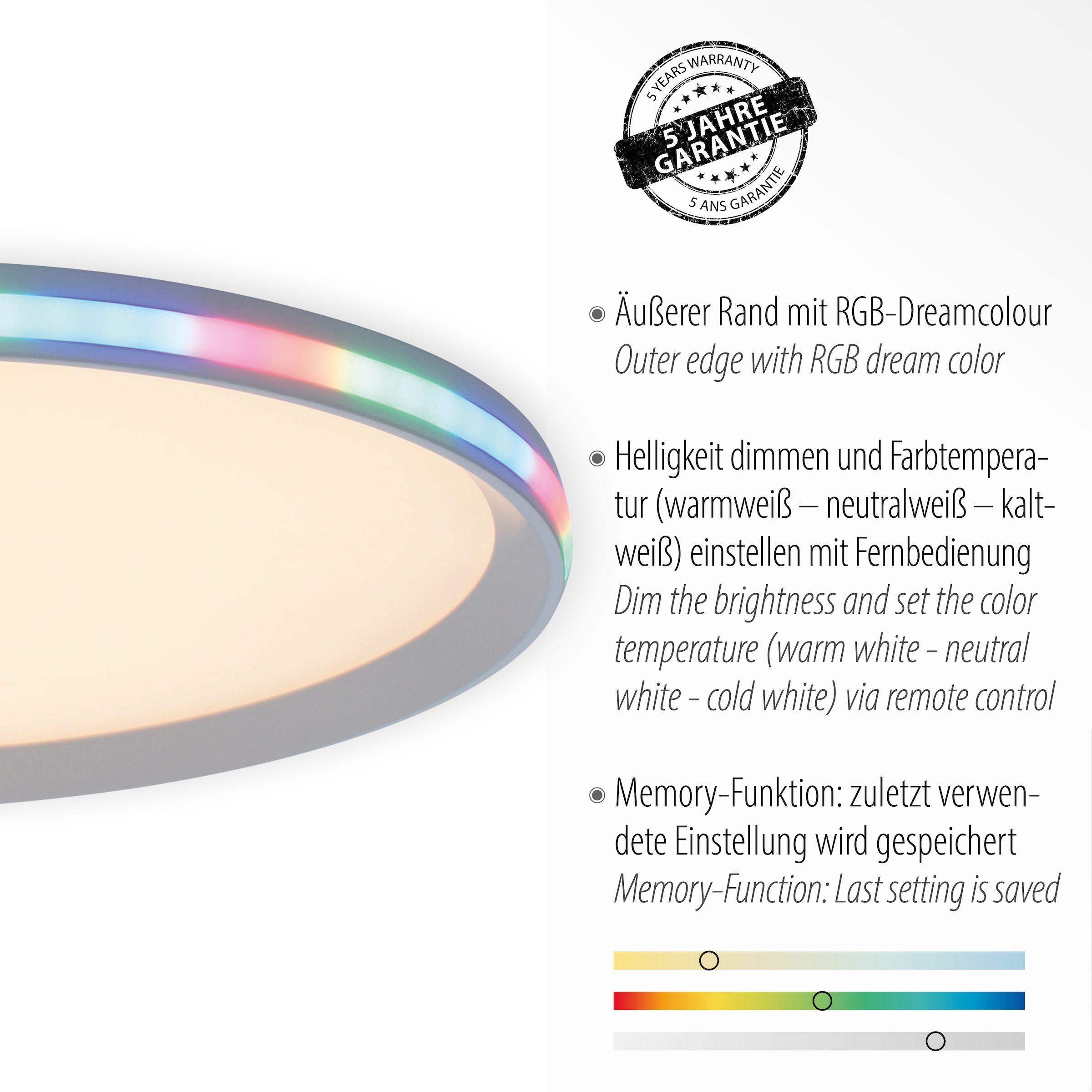 JUST LIGHT Deckenleuchte »GALACTICA«, 2 flammig, Leuchtmittel LED-Board-LED-Board | LED fest integriert, CCT - über Fernbedienung, RGB-Rainbow, dimmbar über Fernbedienung
