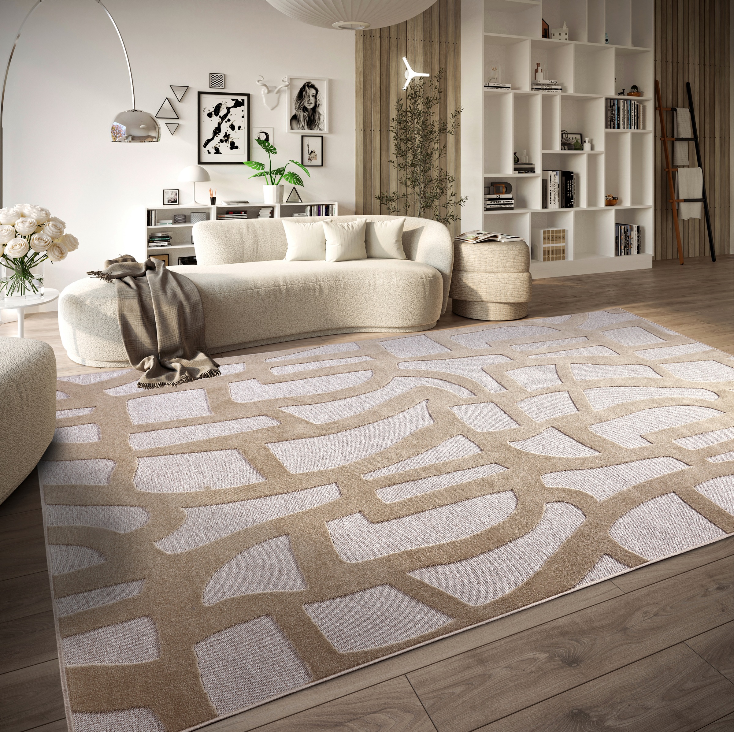 Villeroy & Boch Teppich »Therese«, rechteckig, 5,5 mm Höhe, Wohnzimmer, Schlafzimmer, Modern, Hoch-Tief Effekt, Flur