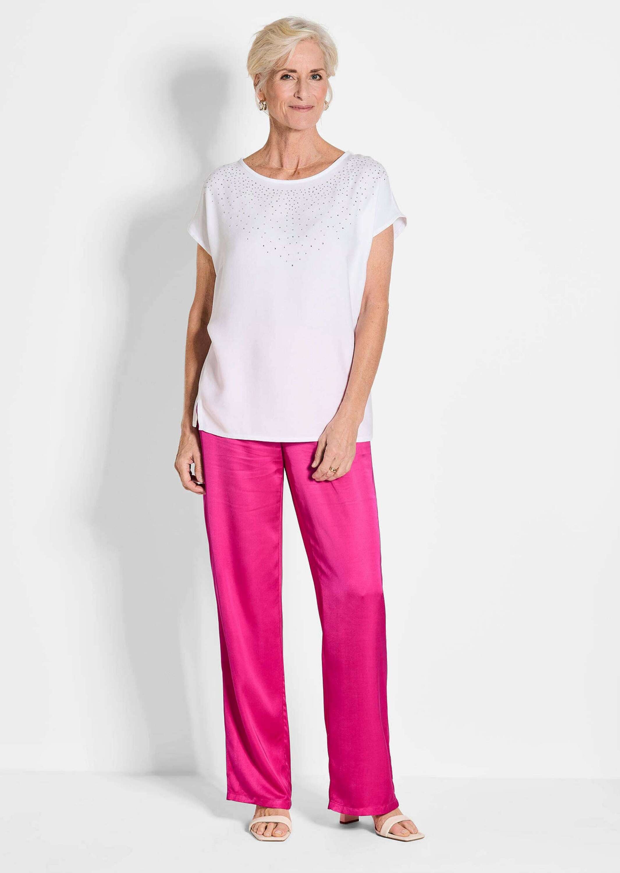 GOLDNER Schlupfhose »Kurzgröße Satinhose VERA mit weitem Bein«