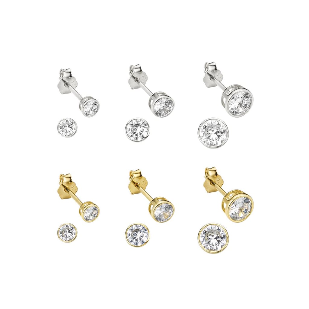 Bruno Banani Ohrstecker-Set »Mulitpack Schmuck Geschenk Silber 925 Ohrschmuckset Silber + Gold«, (Set, 12 tlg.)