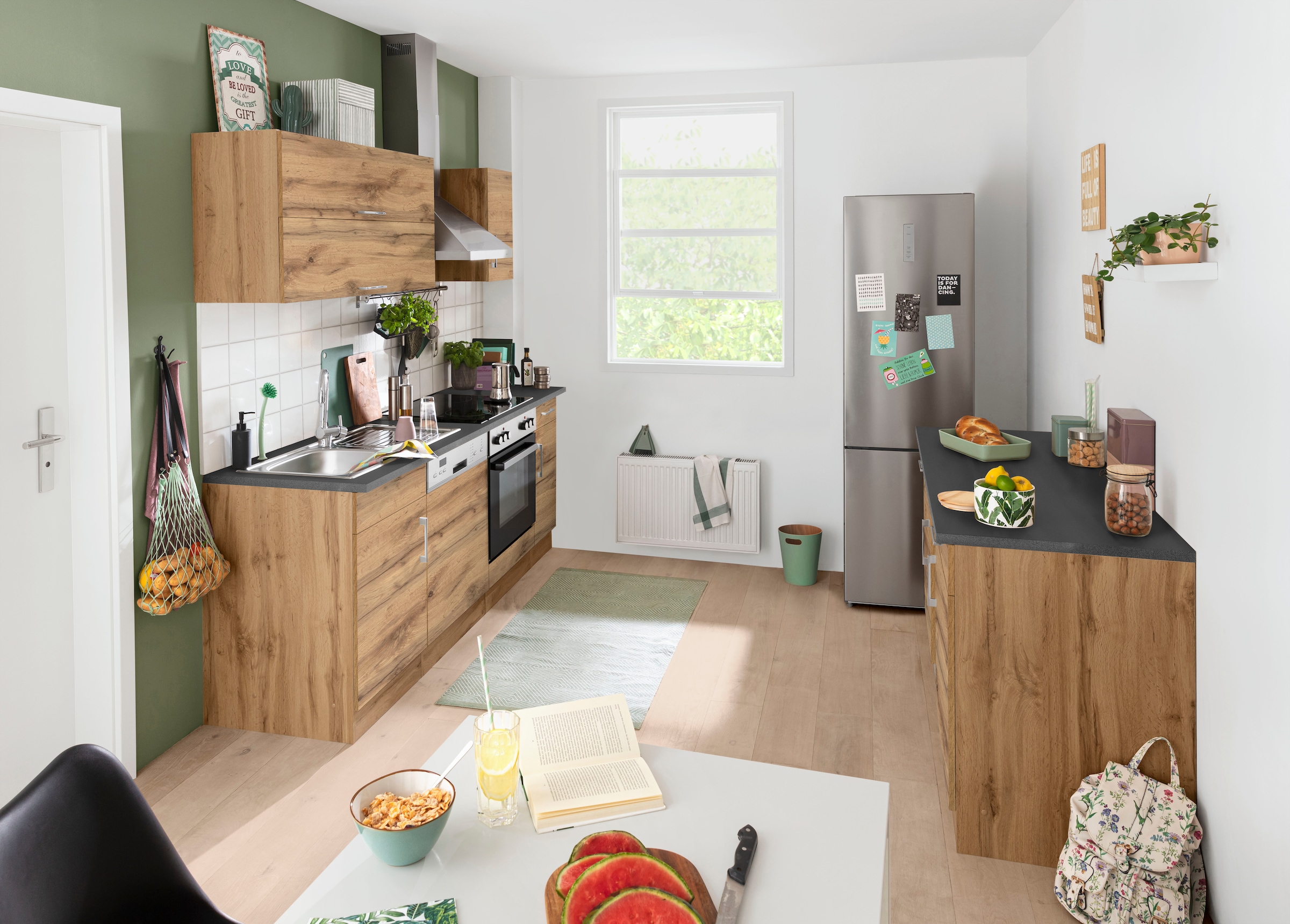 KOCHSTATION Küchenzeile »KS-Colmar« mit E-Geräten, Breite 210 cm