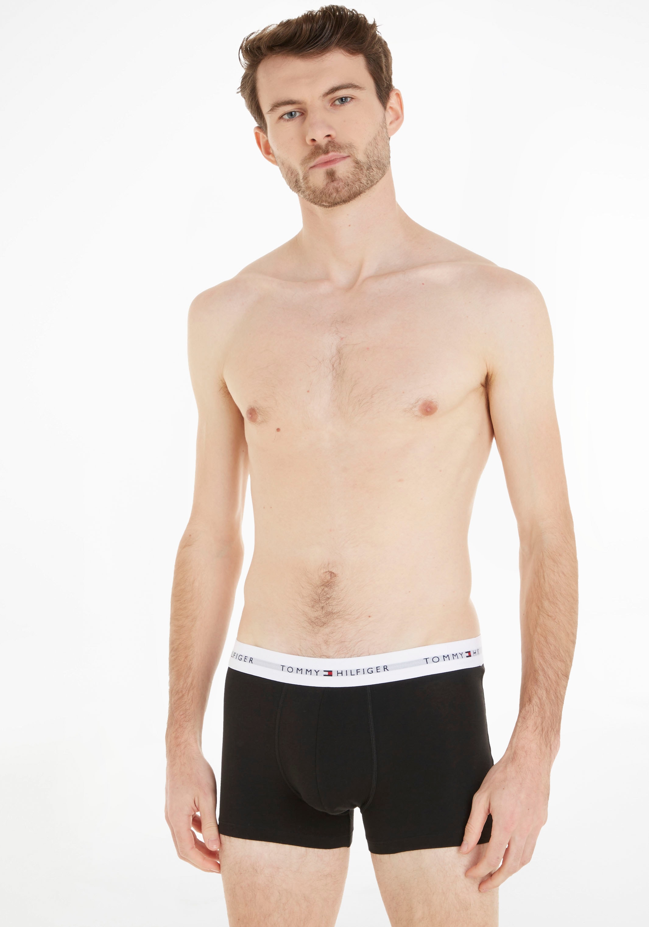 Tommy Hilfiger Underwear Boxer »TRUNK 3 PACK«, (3 St.), mit kontrastfarbenem Logobund