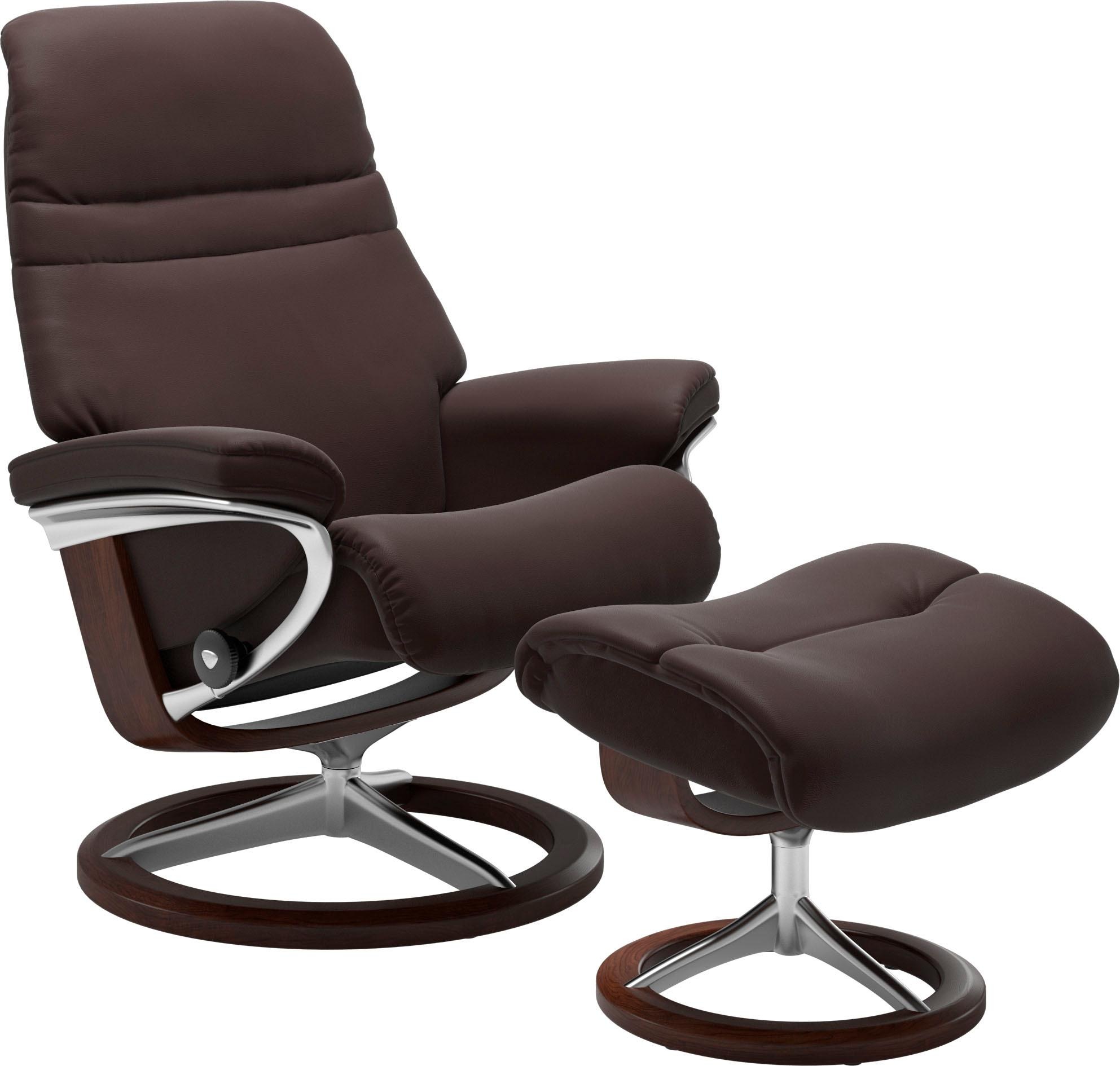 Stressless® Relaxsessel »Sunrise«, (Set, Relaxsessel mit Hocker), mit Signature Base, Größe L, Gestell Braun