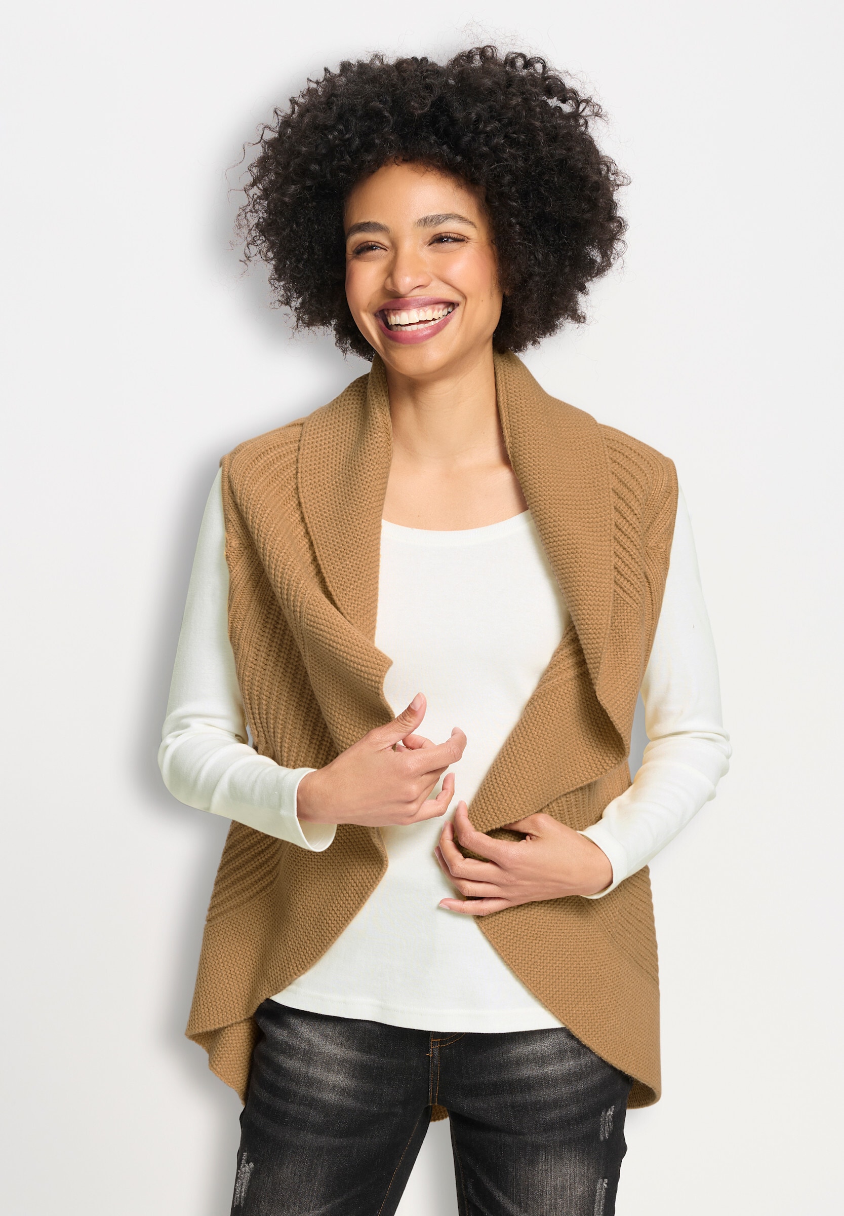 heine Strickweste »Strickweste Strickjacke mit Ajourmuster«