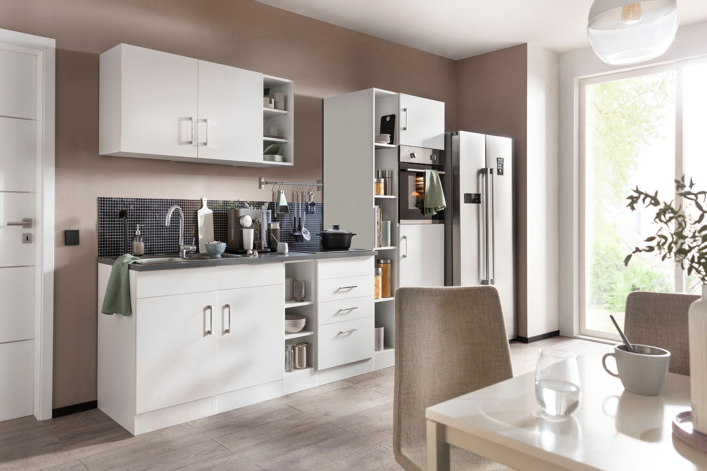 KOCHSTATION Küchenzeile »KS-Paris – Küchen mit einzigartigen Fotomotiven auf den Fronten« Breite 280 cm, wahlweise mit E-Geräten und Induktion