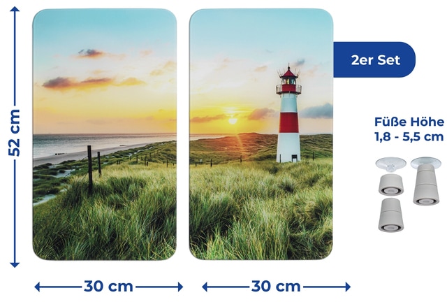 Maximex Herd-Abdeckplatte »Leuchtturm«, (Set, 2 tlg.), für alle Herdarten, 52x30 cm