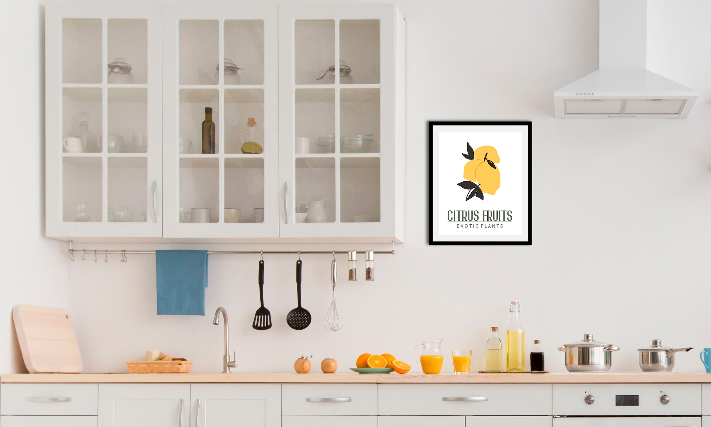 queence Bild »Citrus Fruits«, Obst-Obst Bilder-Essen-Lebensmittel-Kunst-Schriftzug, (1 St.), gerahmt