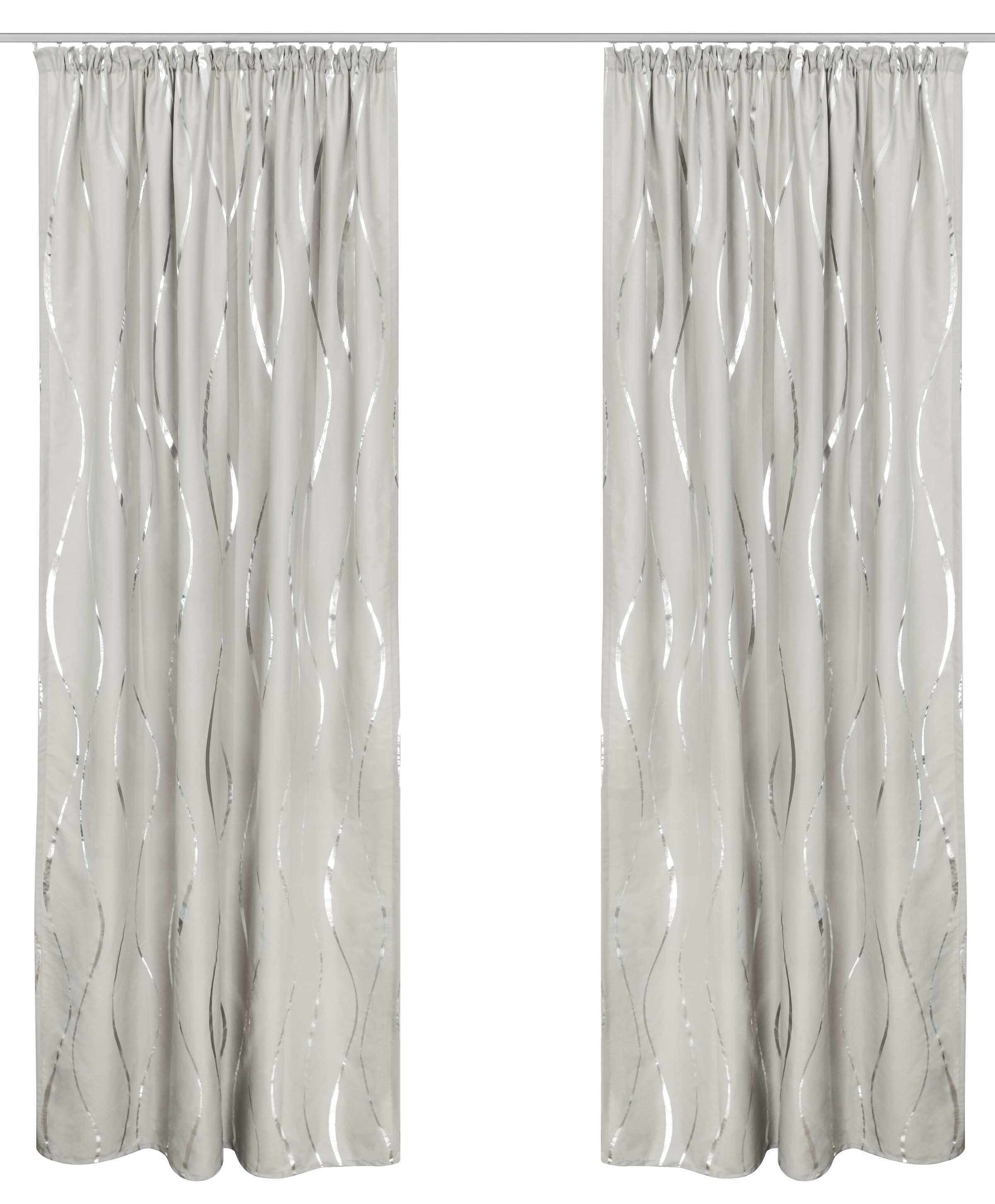 OTTO home Gardine »Quinnton« Kräuselband 2 Stk. tlg. Metallic‑Akzenten, Kräuselband, schöner Stoff, mittelleicht