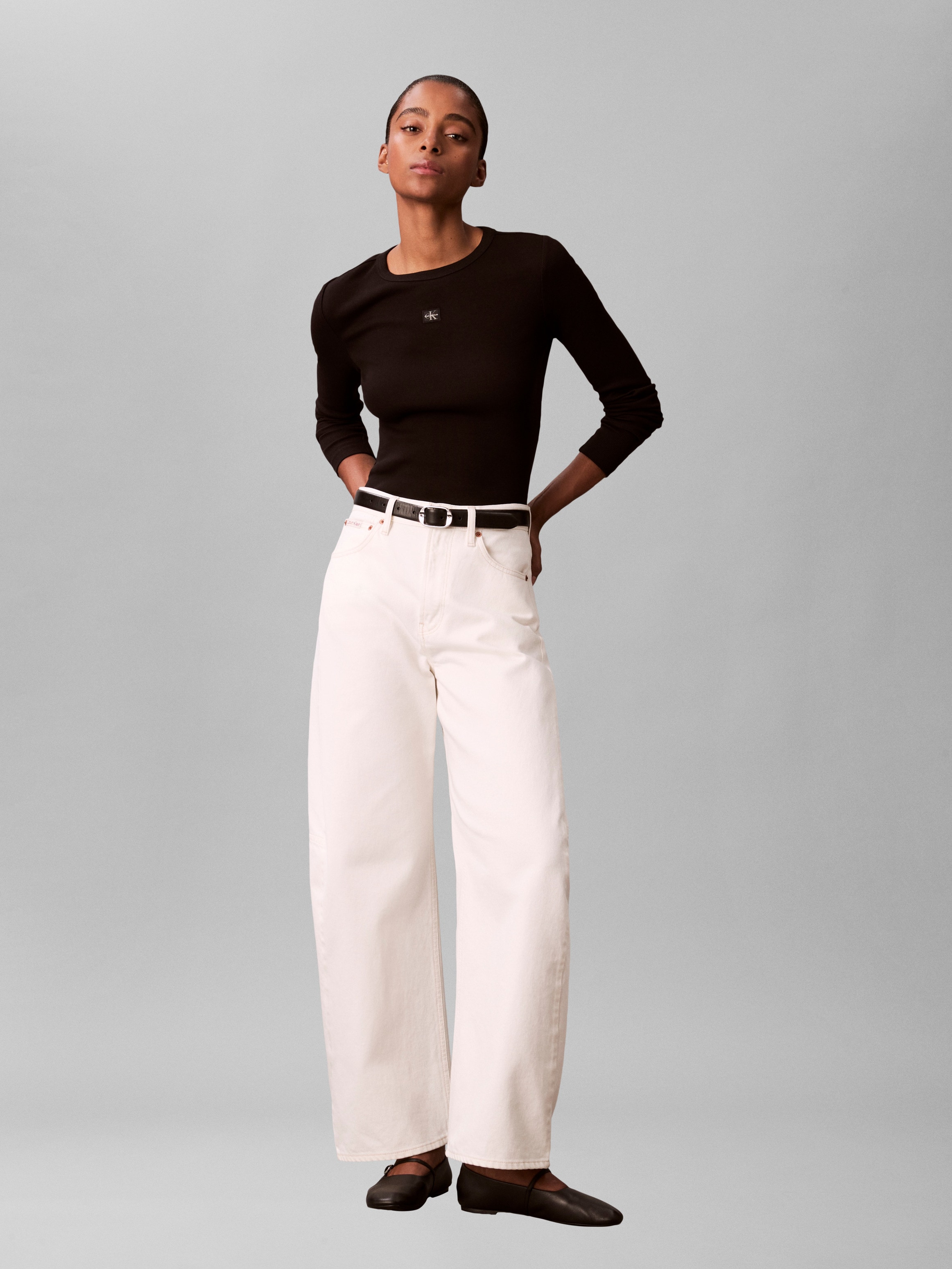 Calvin Klein Jeans Shirttop Figurbetonte Passform mit Rundhalsausschnitt