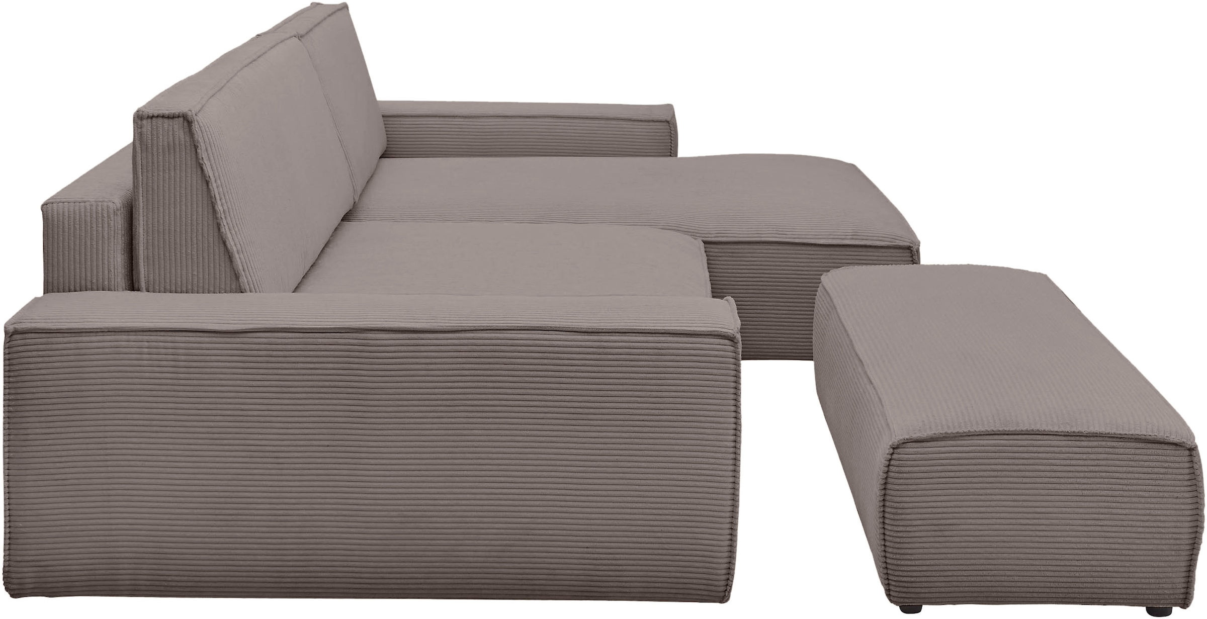 Home affaire Polsterecke »NEU: SHERWOOD XXL tief, L-Form mit Schlaffunktion, Big-Sofa mit Hocker«, (Set, 2 St.), stellbar zum Schlafsofa (Krokodilverbinder), Cord, Leinenoptik